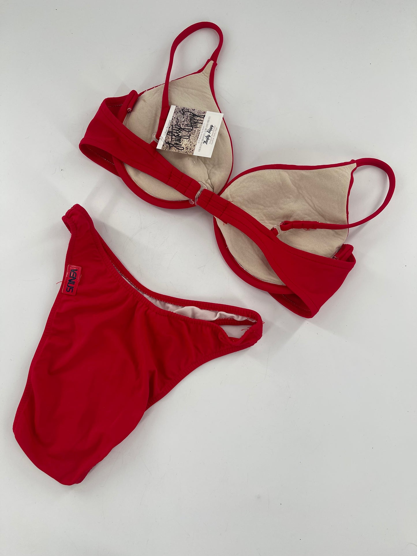 Vintage Venus 1980s/1990s Red Americana 2piece Swimsuit (Small Bottom D Top)