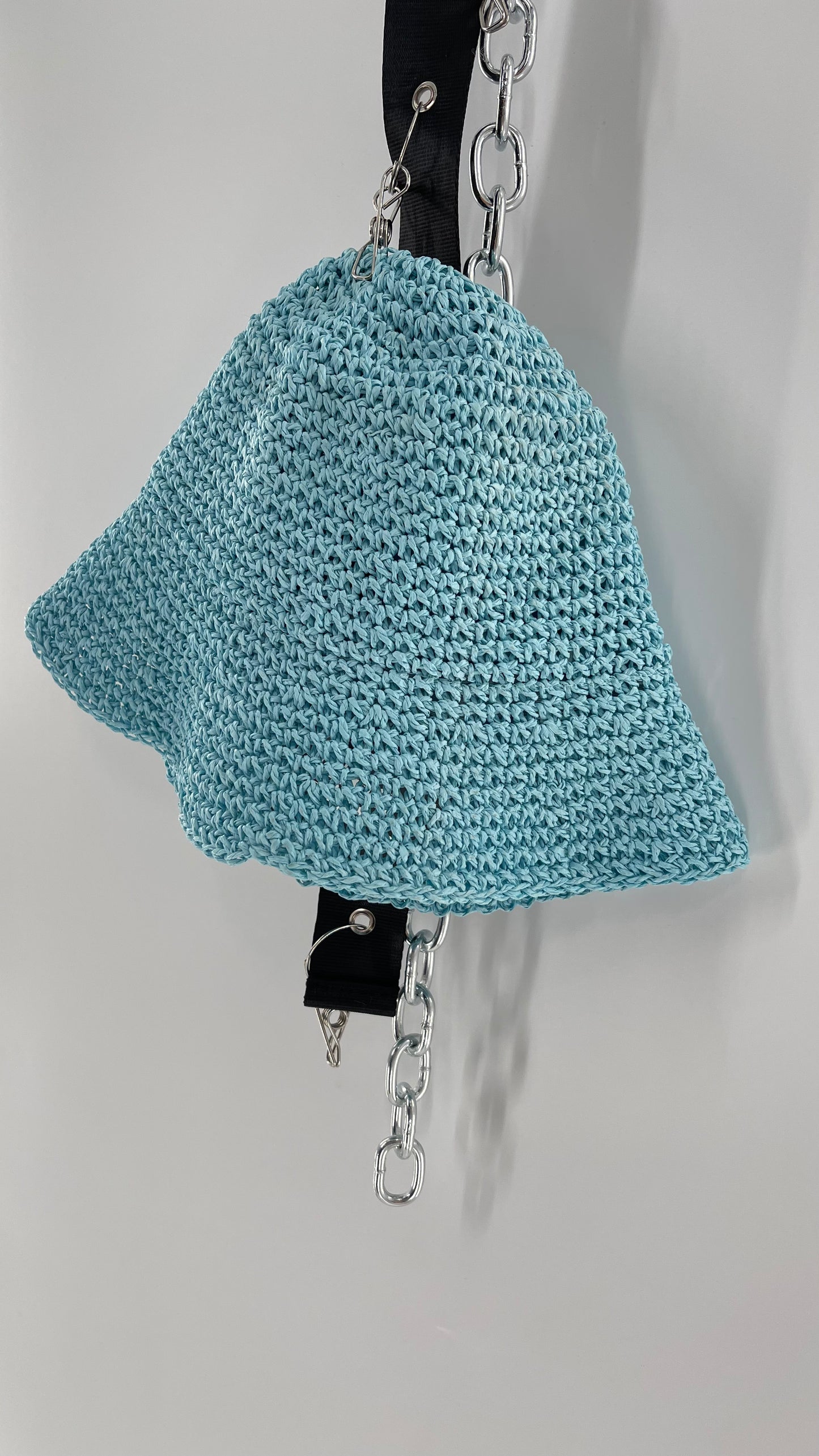 Urban Outfitters Baby Blue Straw Bucket Hat