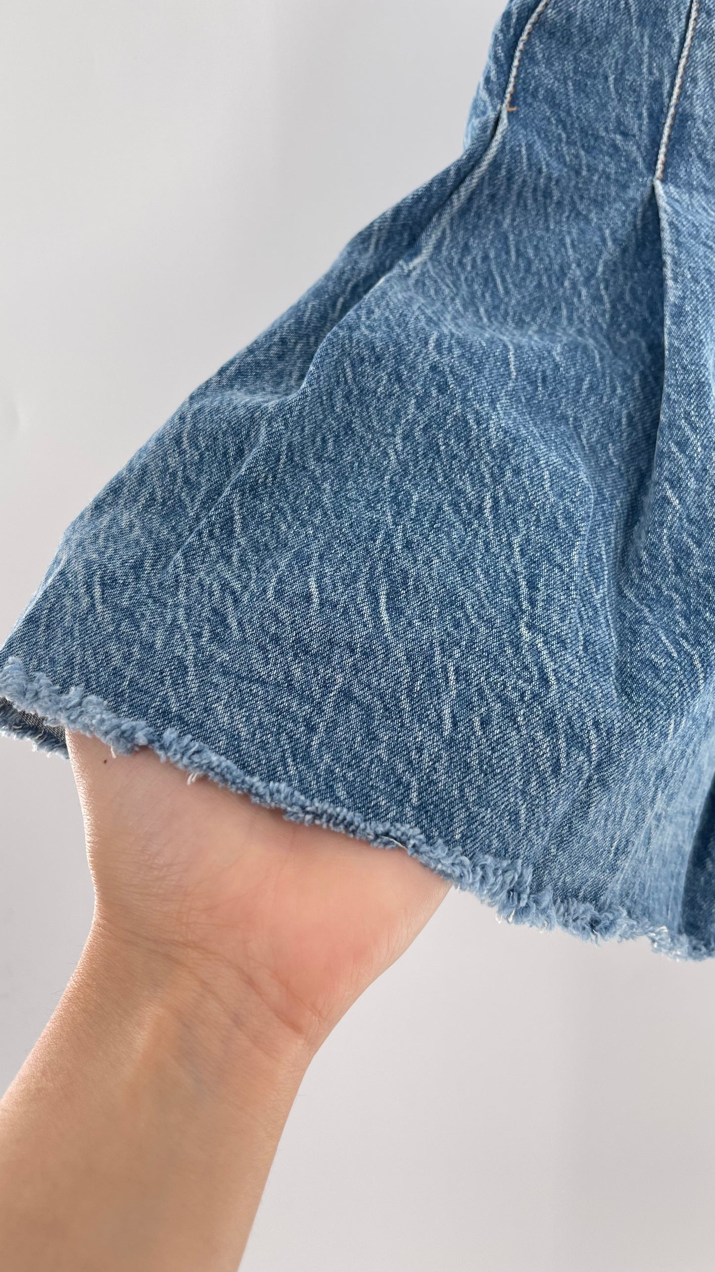 Free People Acid Washed Denim Pleated Skirt (26)