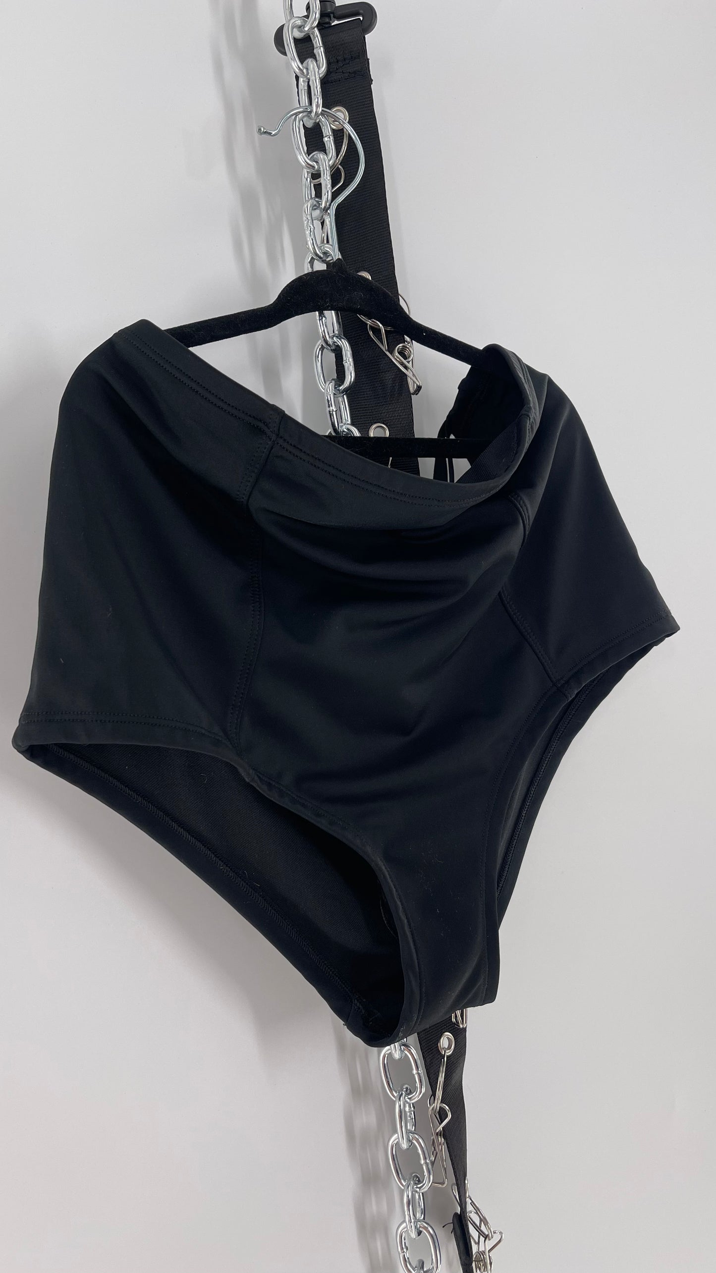 Urban Outfitters Black High Waisted Criss Cross Back Swim Bottoms (Medium)