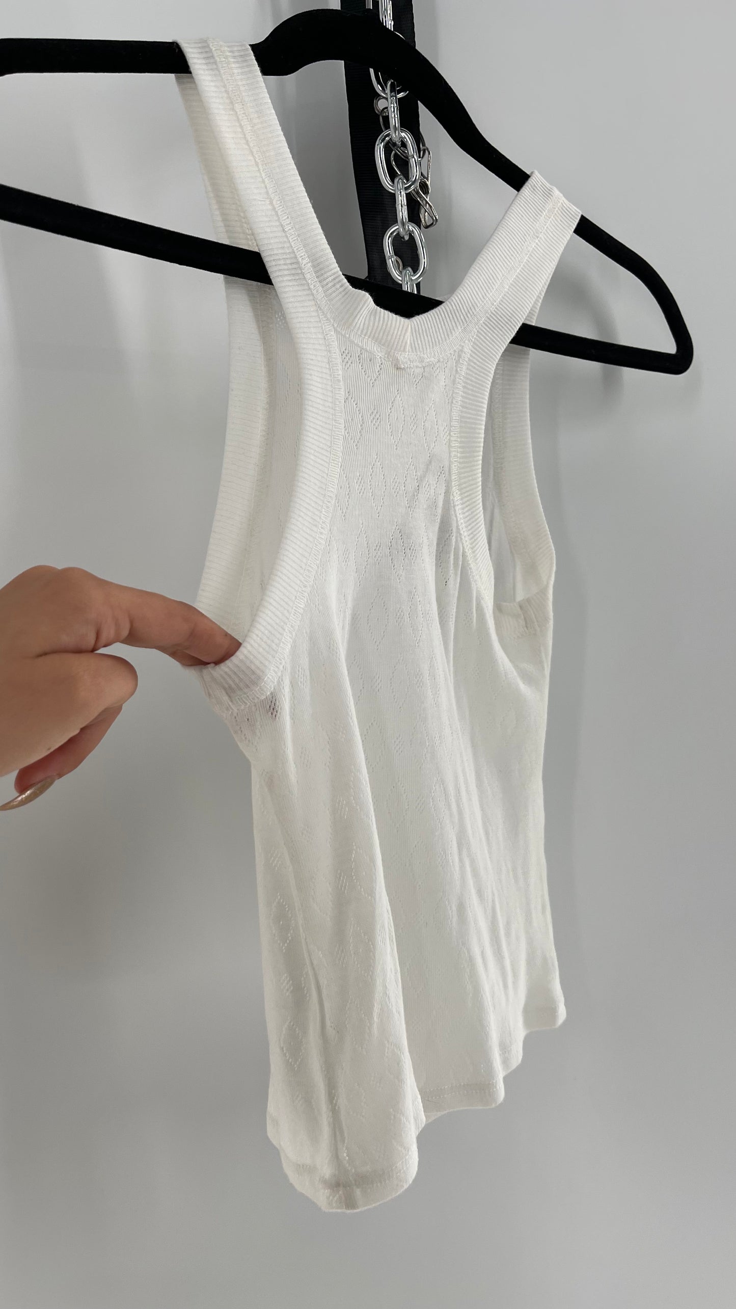 Intimately Free People White Perforated Pattern Knit Tank (XS)