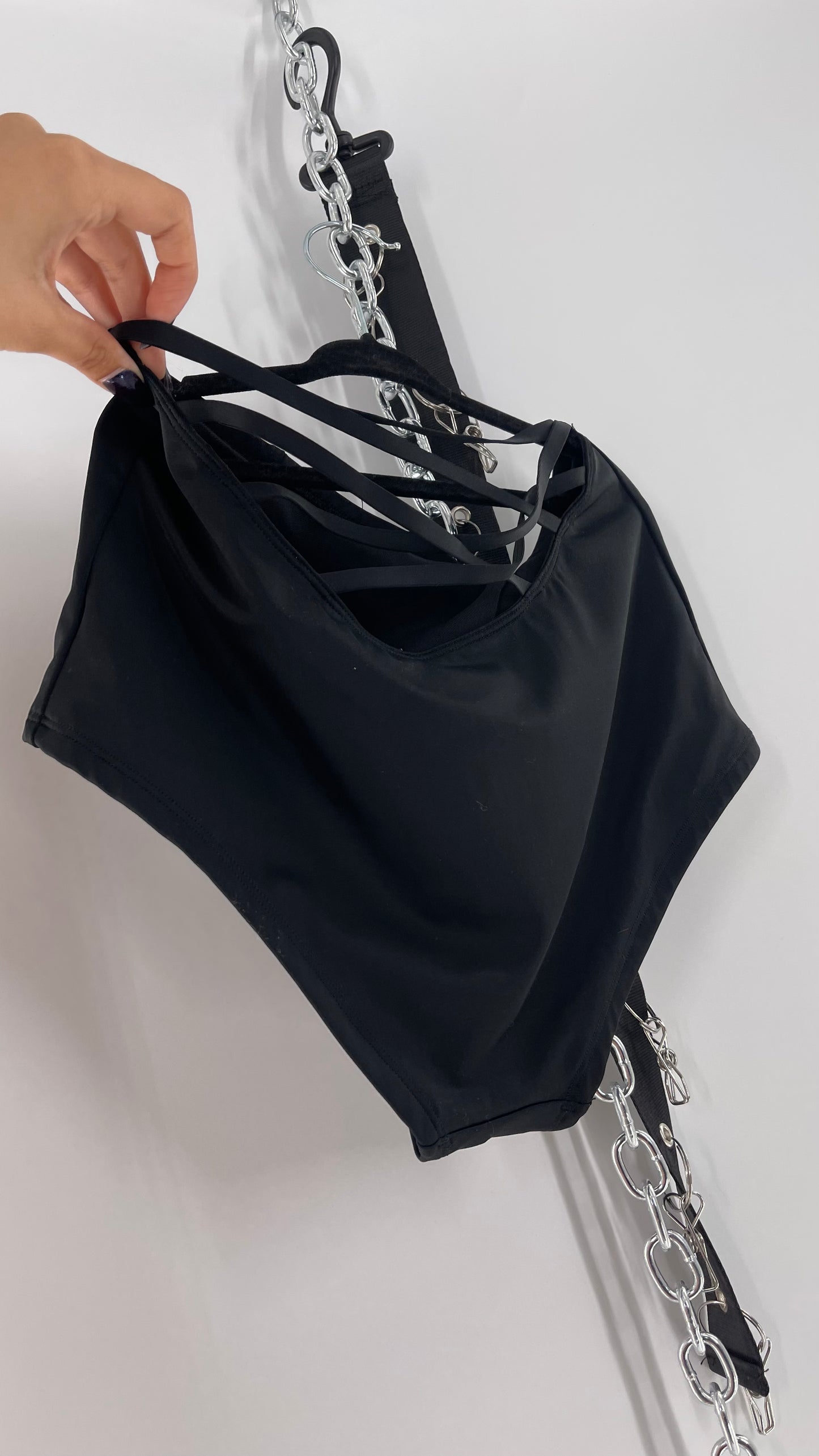 Urban Outfitters Black High Waisted Criss Cross Back Swim Bottoms (Medium)