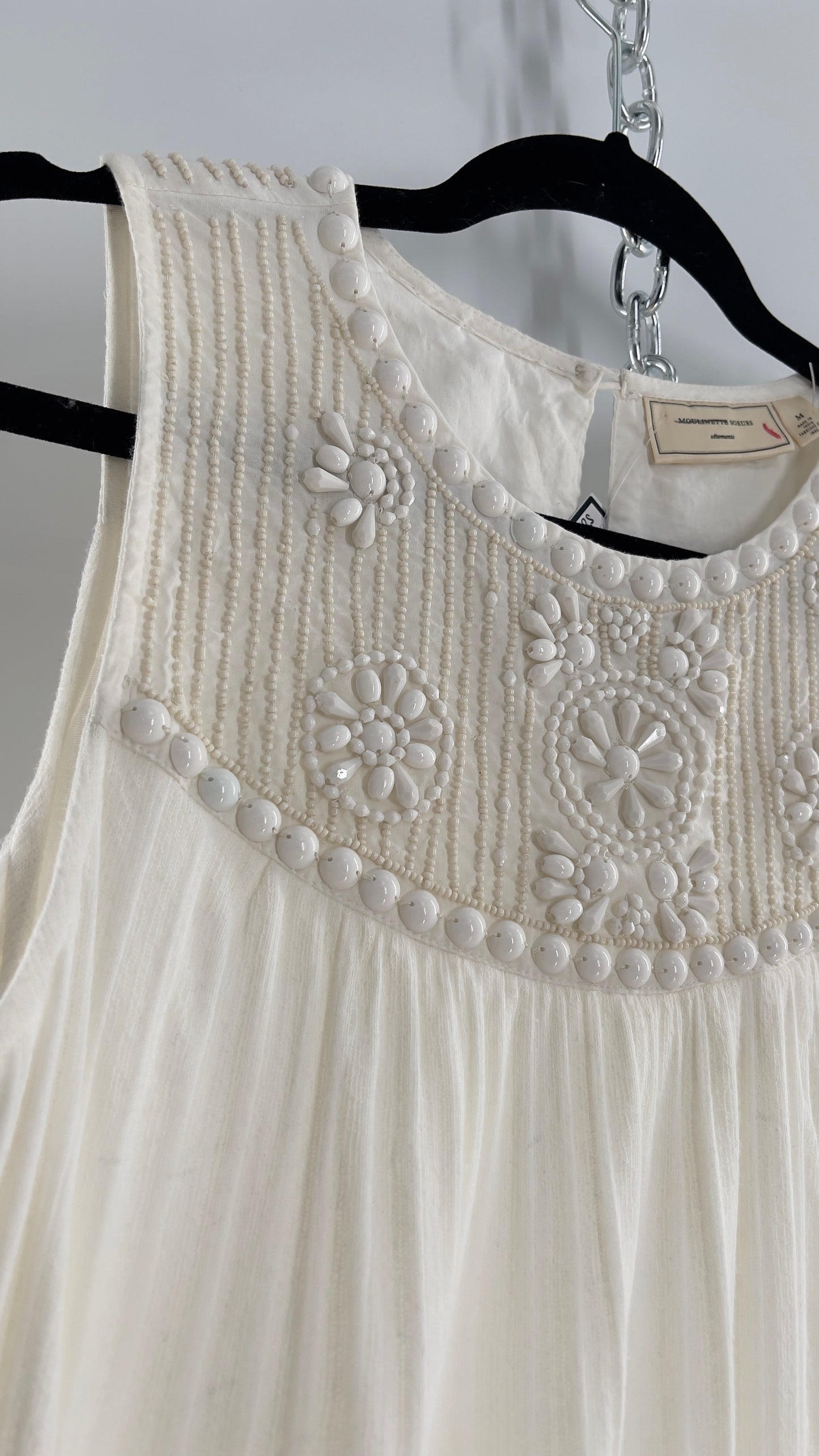 Anthropologie Moulinette Soeurs Off White Beaded Cotton Tank (Medium)