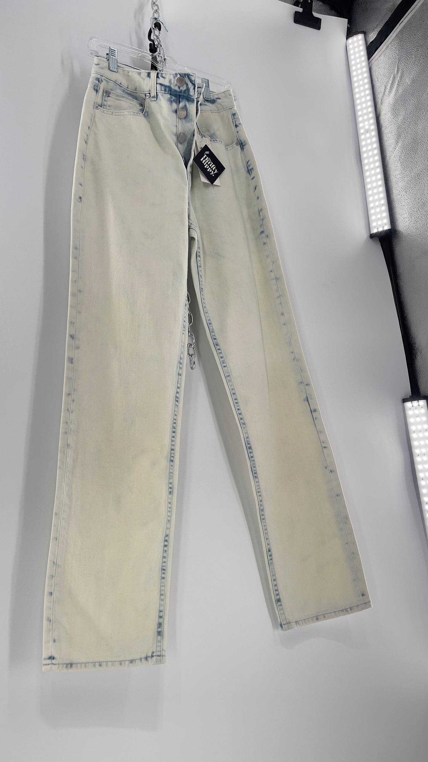 Free People X ZEEGEEWHY Acid Wash Straight Leg Jeans (27)