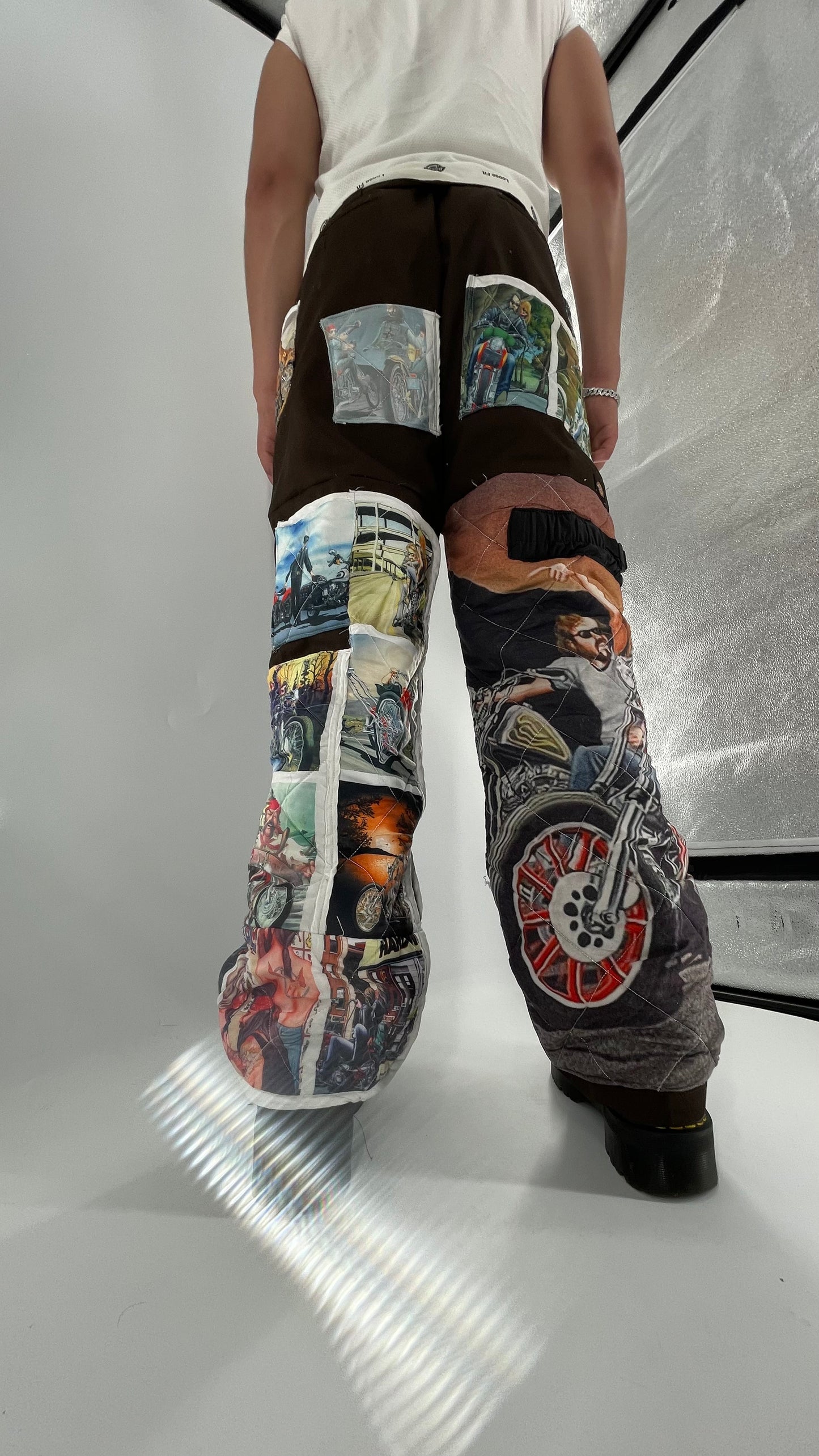 Custom - Handmade Reworked Dickies with Quilted Moto Pattern