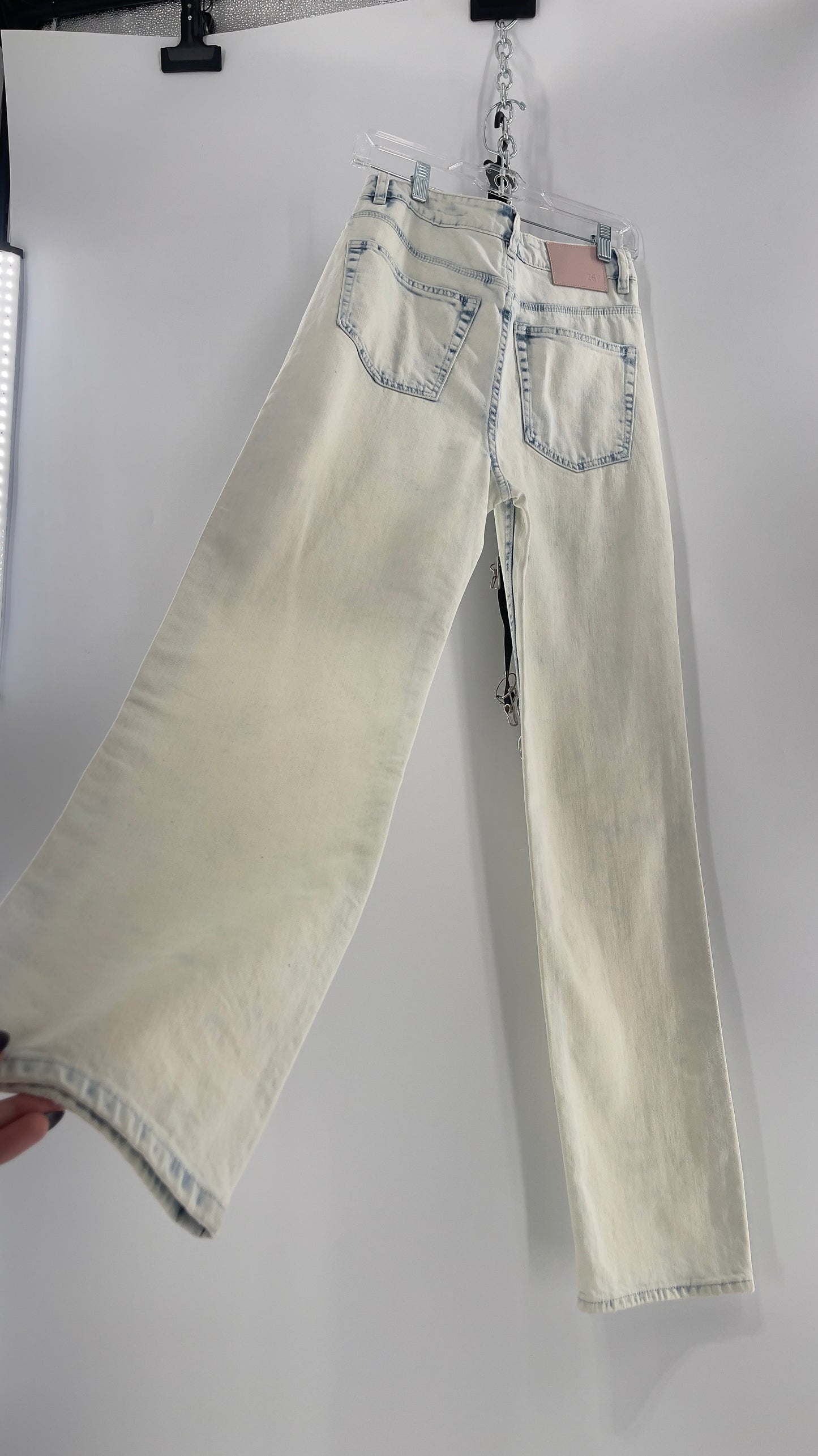 Free People X ZEEGEEWHY Acid Wash Straight Leg Jeans (27)