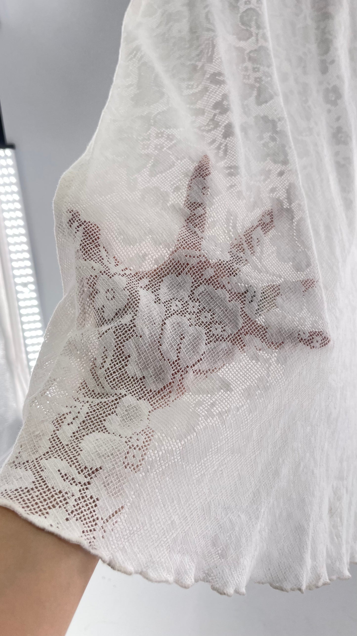 Free People White Lace Gauze Dress (XS)