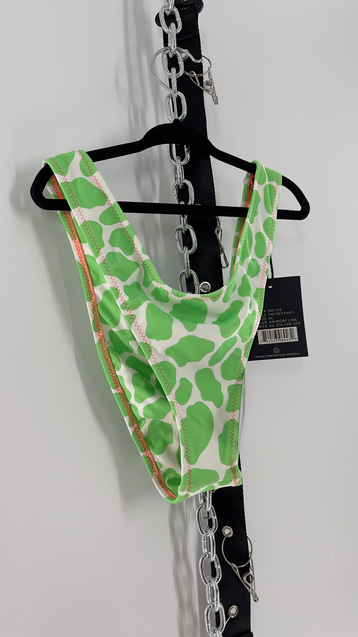 IT’S NOW COOL 90s Cut Lime Swim Bottoms (XL)