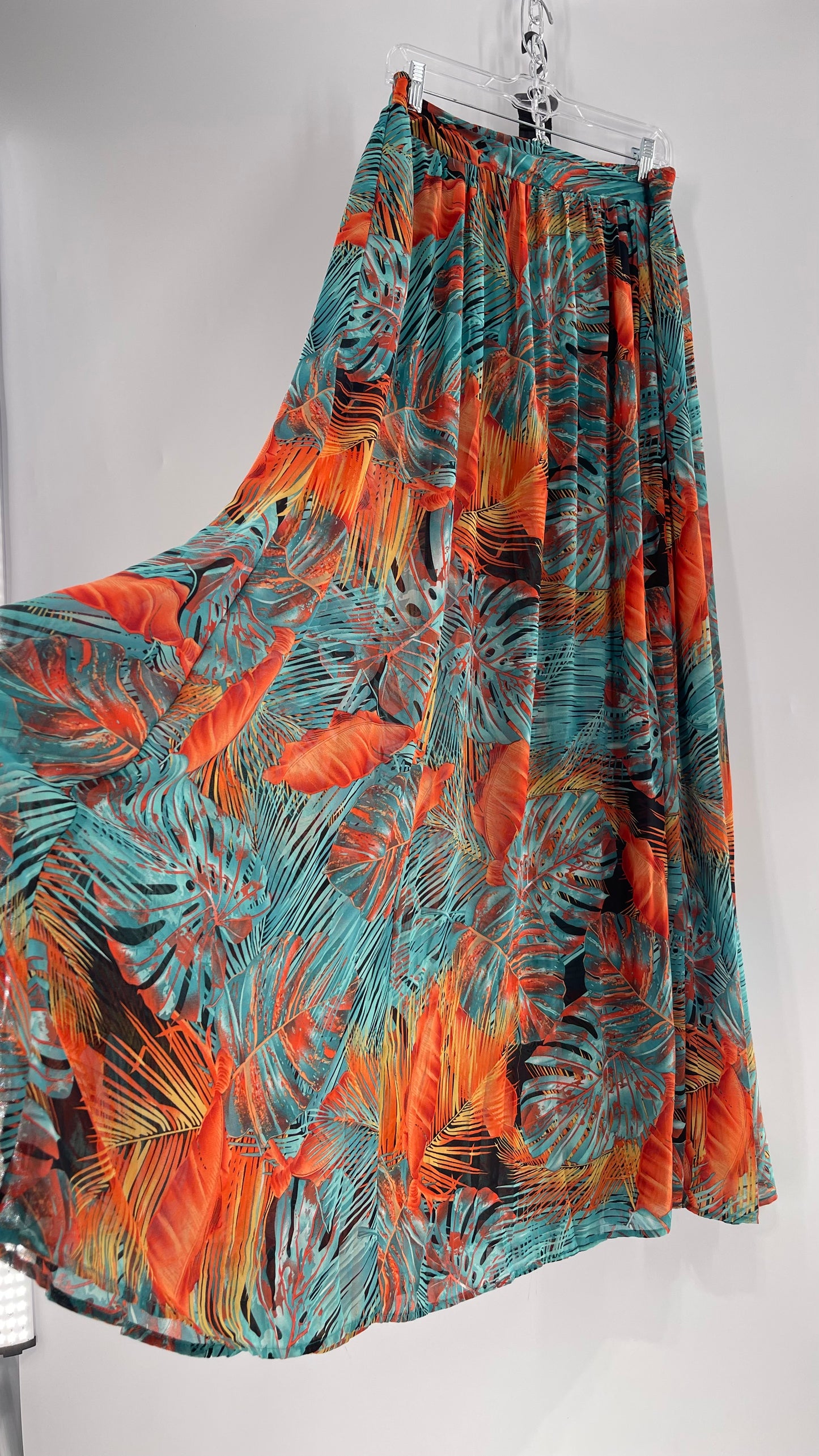 Fashion Nova Tropical Maxi Skirt and Ruched Tube Top Set (Large)