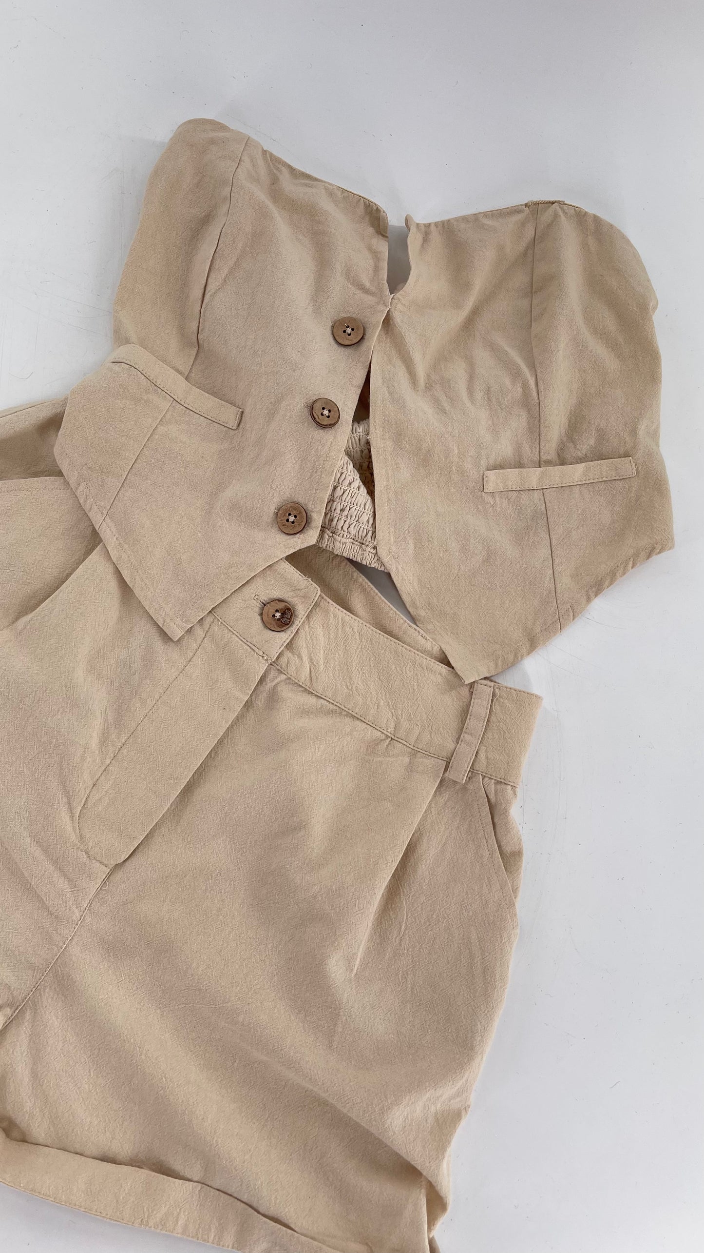 Intimately Free People Beige Vest and Shorts Set (Small)