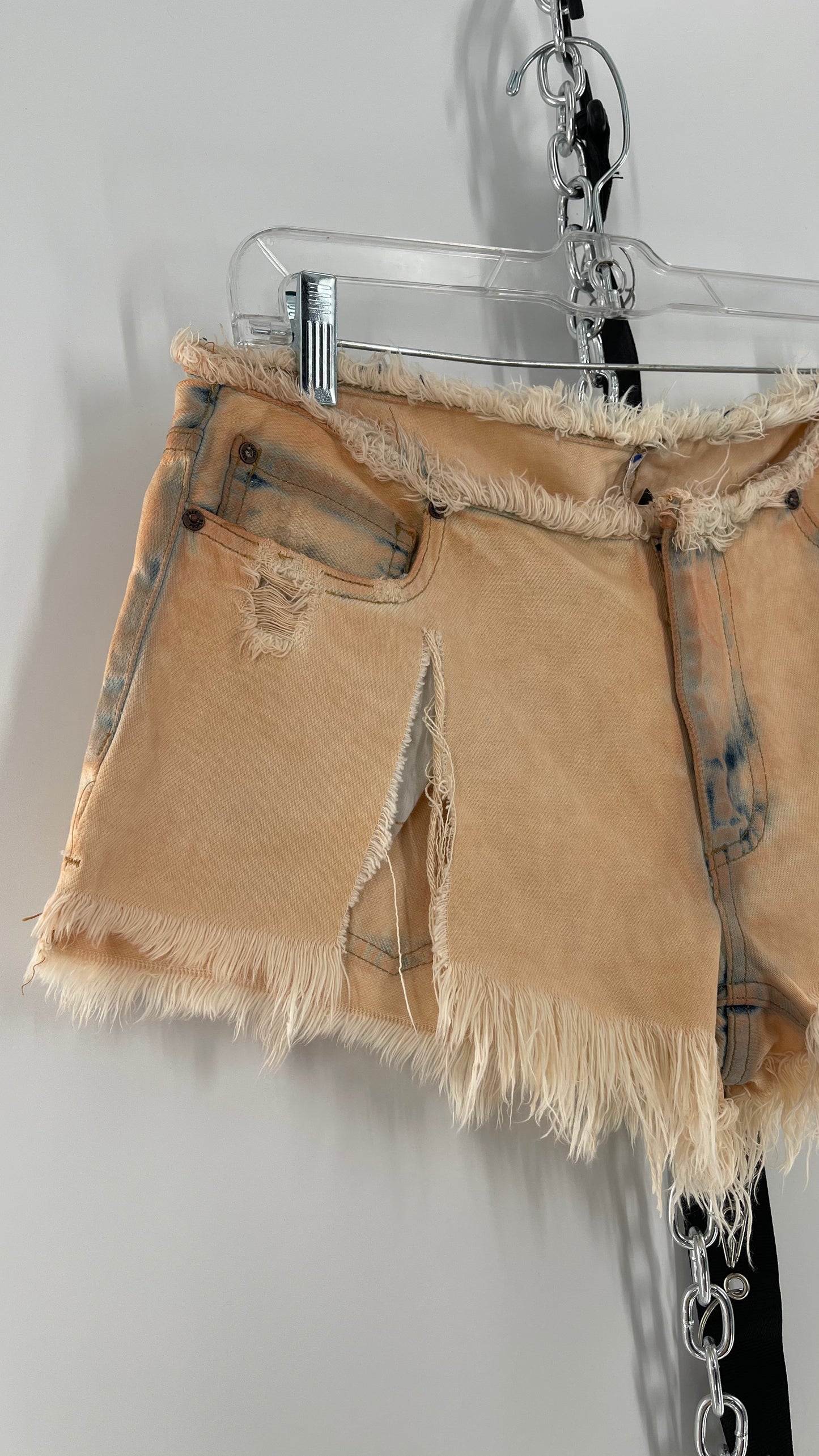Free People Distressed Booty Shorts with Frayed Hem and Waistline (25)