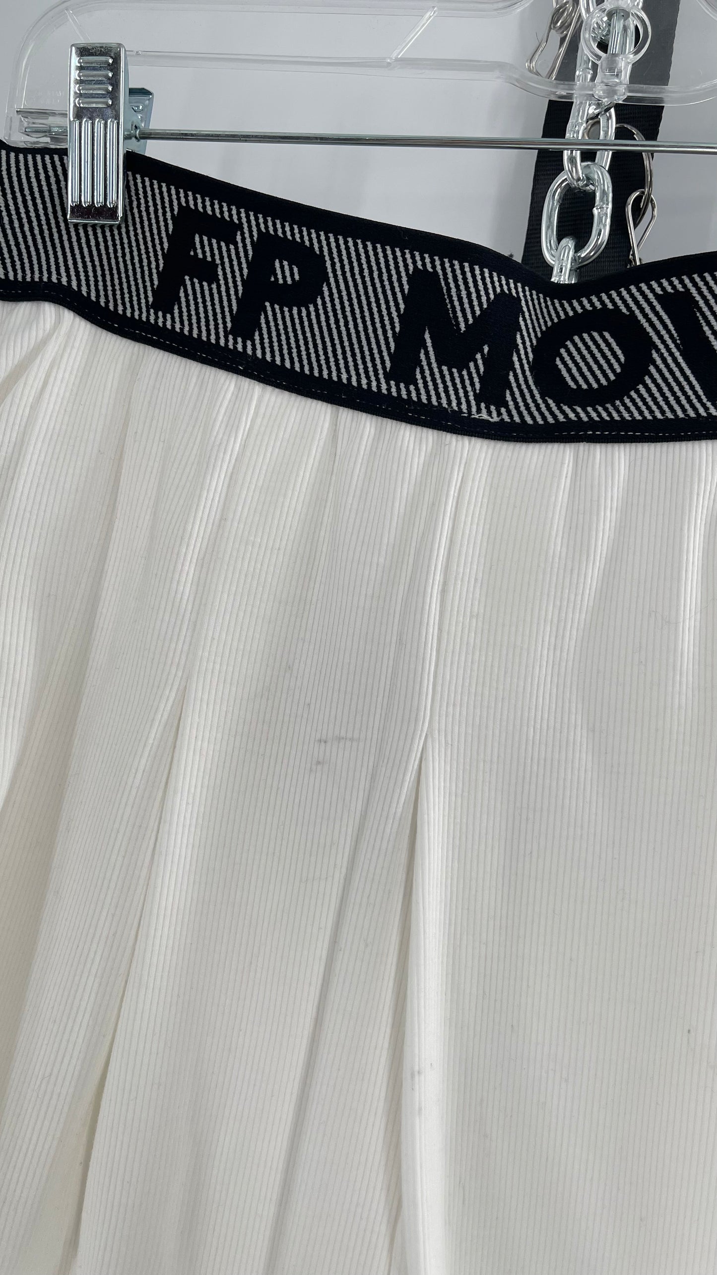 Free People Movement White Pleated Tennis Skirt with Elastic Branded Waistband (Large)