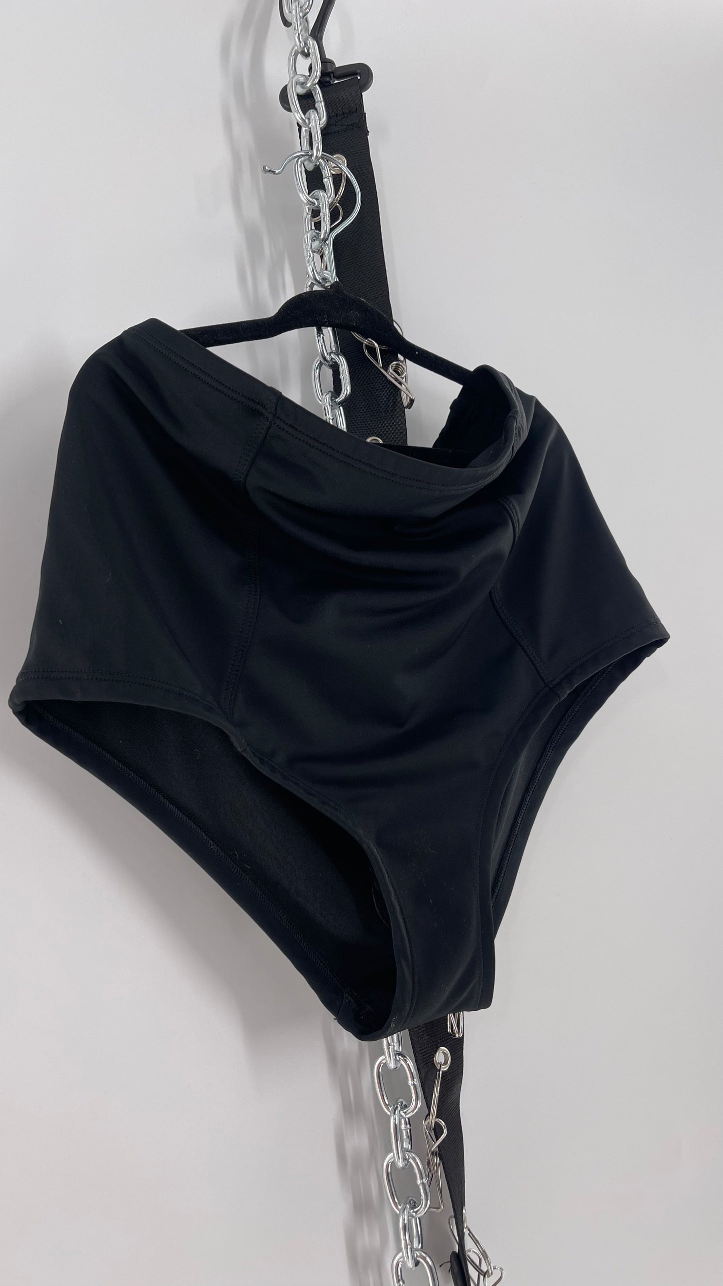 Urban Outfitters Black High Waisted Criss Cross Back Swim Bottoms (Medium)