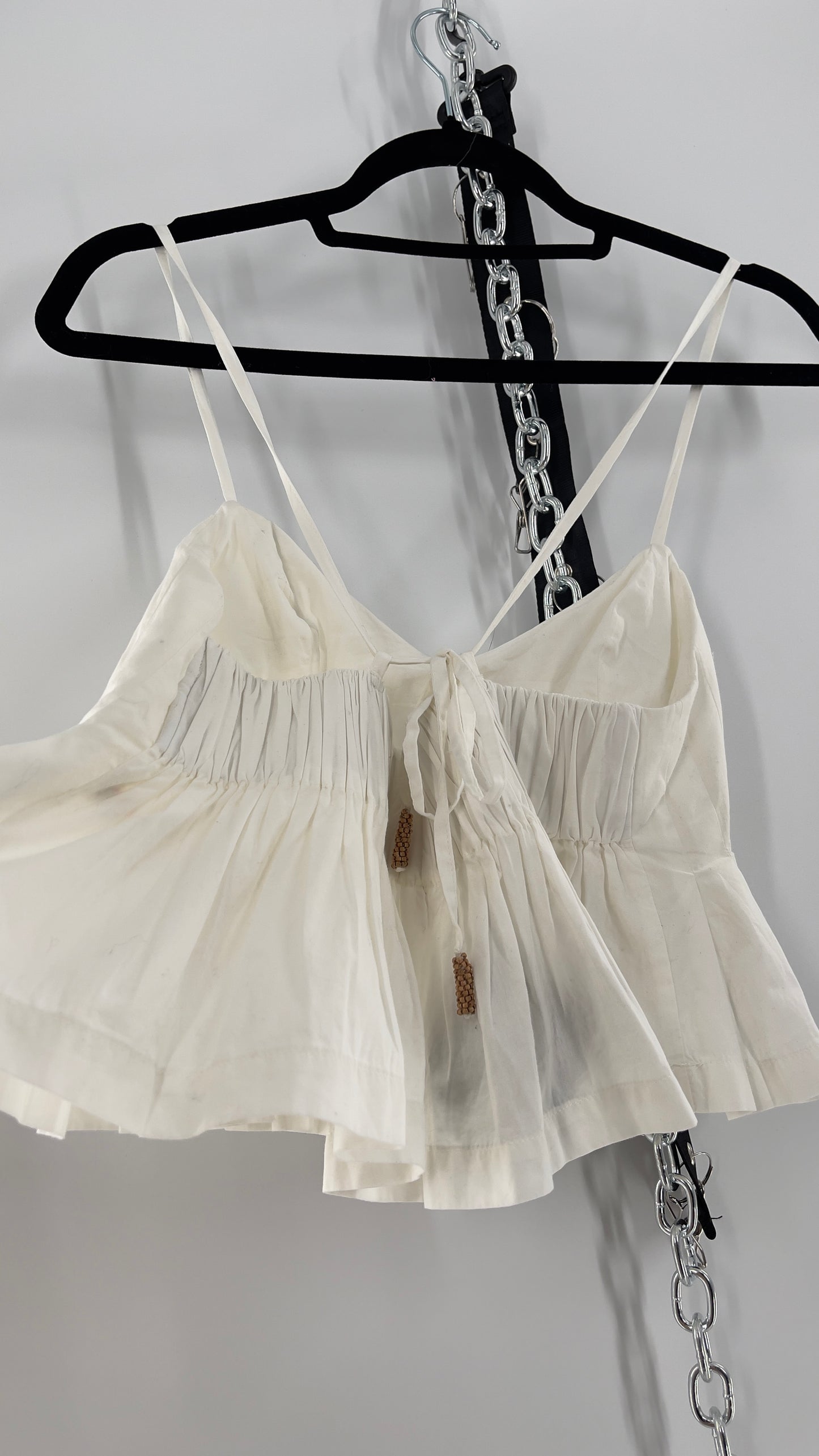 Free People White Pleated Cropped Tank (Small)
