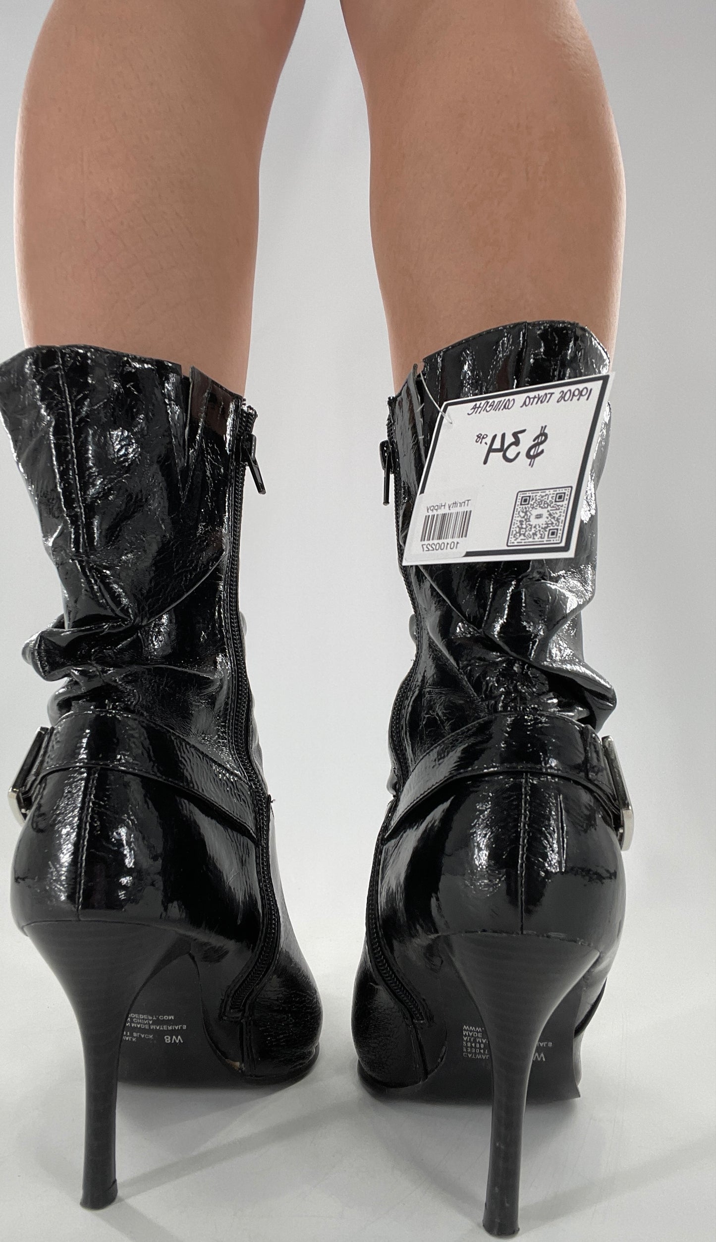 Vintage 1990s Torta Caliente Stacked Patent Booties (8W)