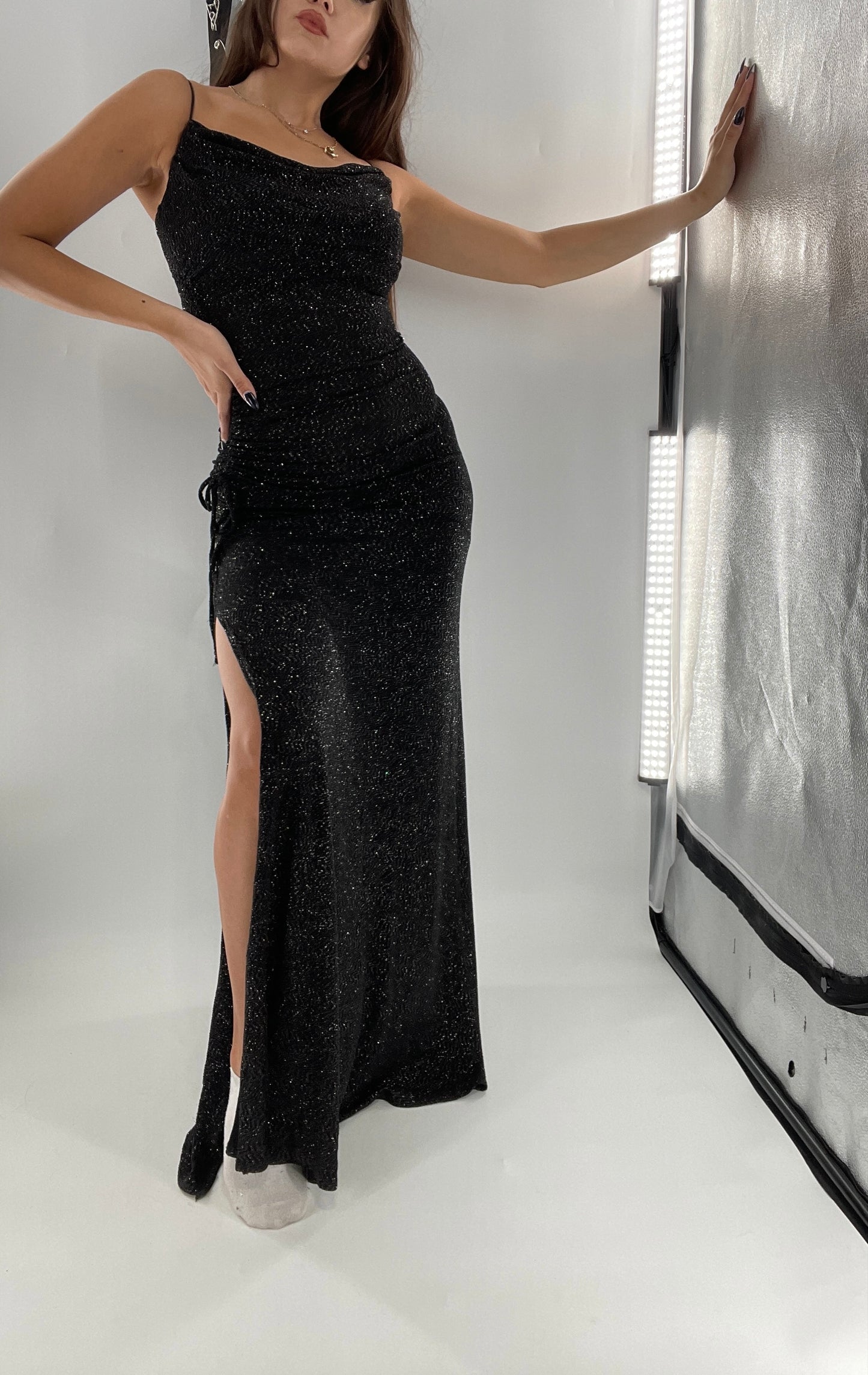 City Triangles 1990s Vintage Black Glitter Floor Length (S)