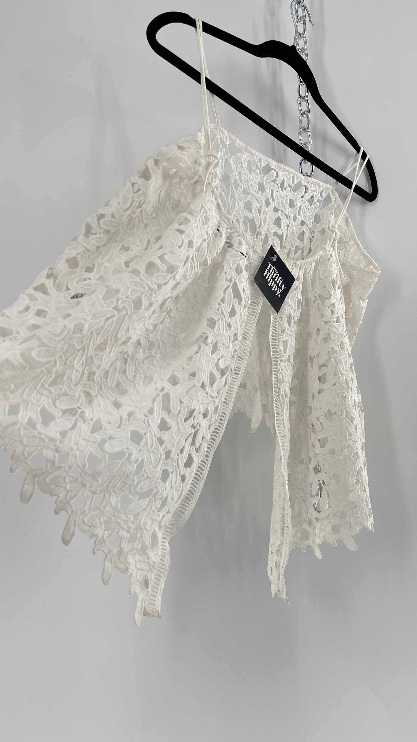 Anthropologie Ne Quittez Pas White Lace Tank with Open Back (Large)