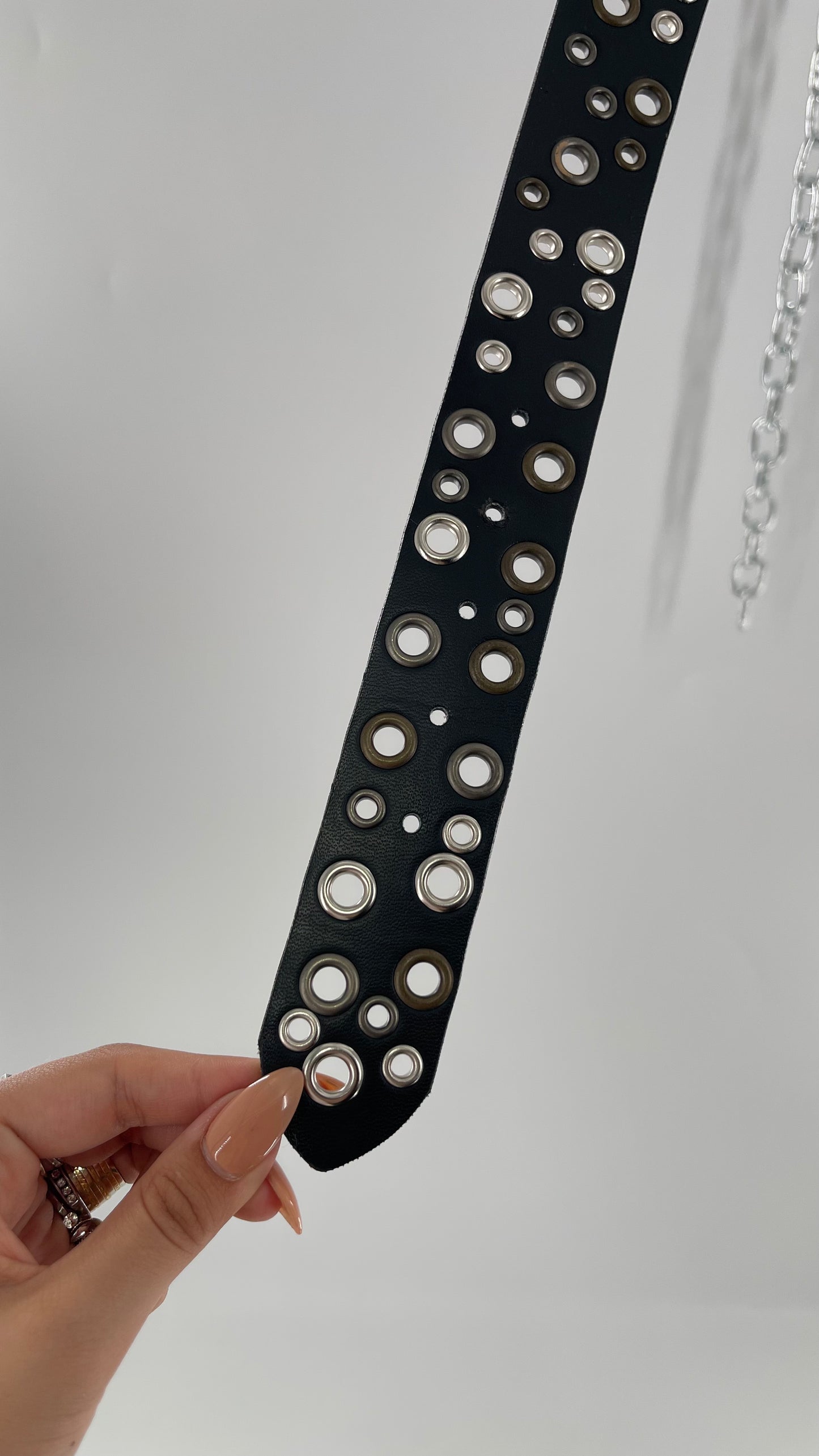 Vintage Multi Metal Tone Grommet Belt (Medium)