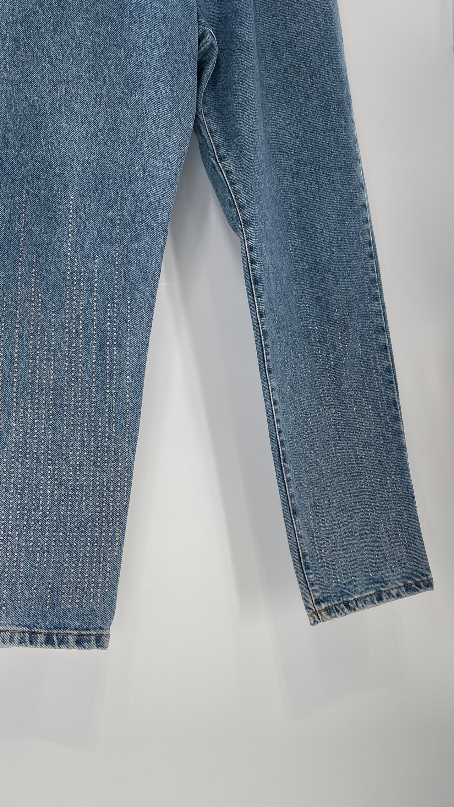 Vintage Calvin Klein Stone Washed Jeans with Silver Glitter Hem (29/30)
