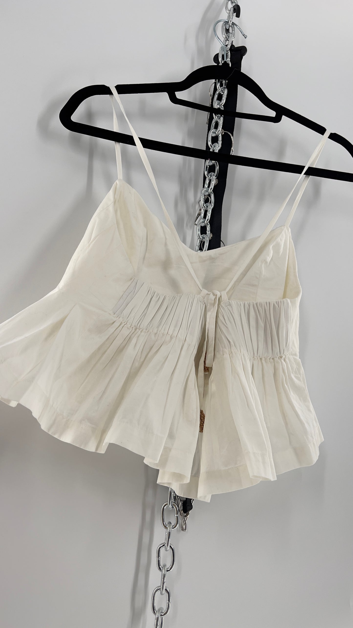 Free People White Pleated Cropped Tank (Small)