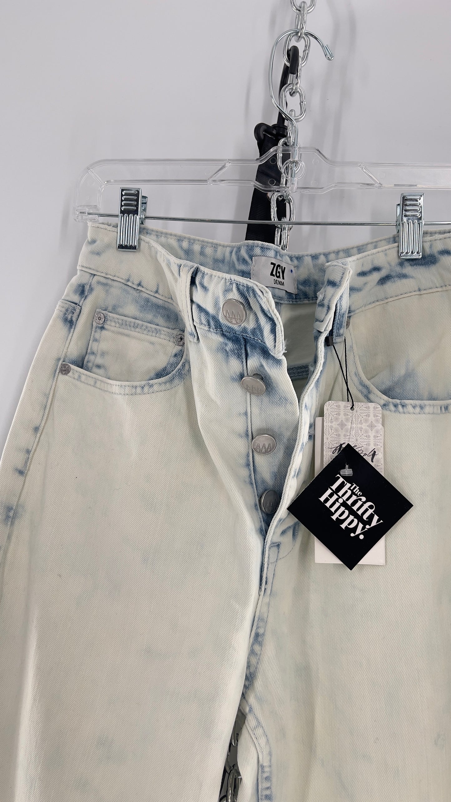 Free People X ZEEGEEWHY Acid Wash Straight Leg Jeans (27)