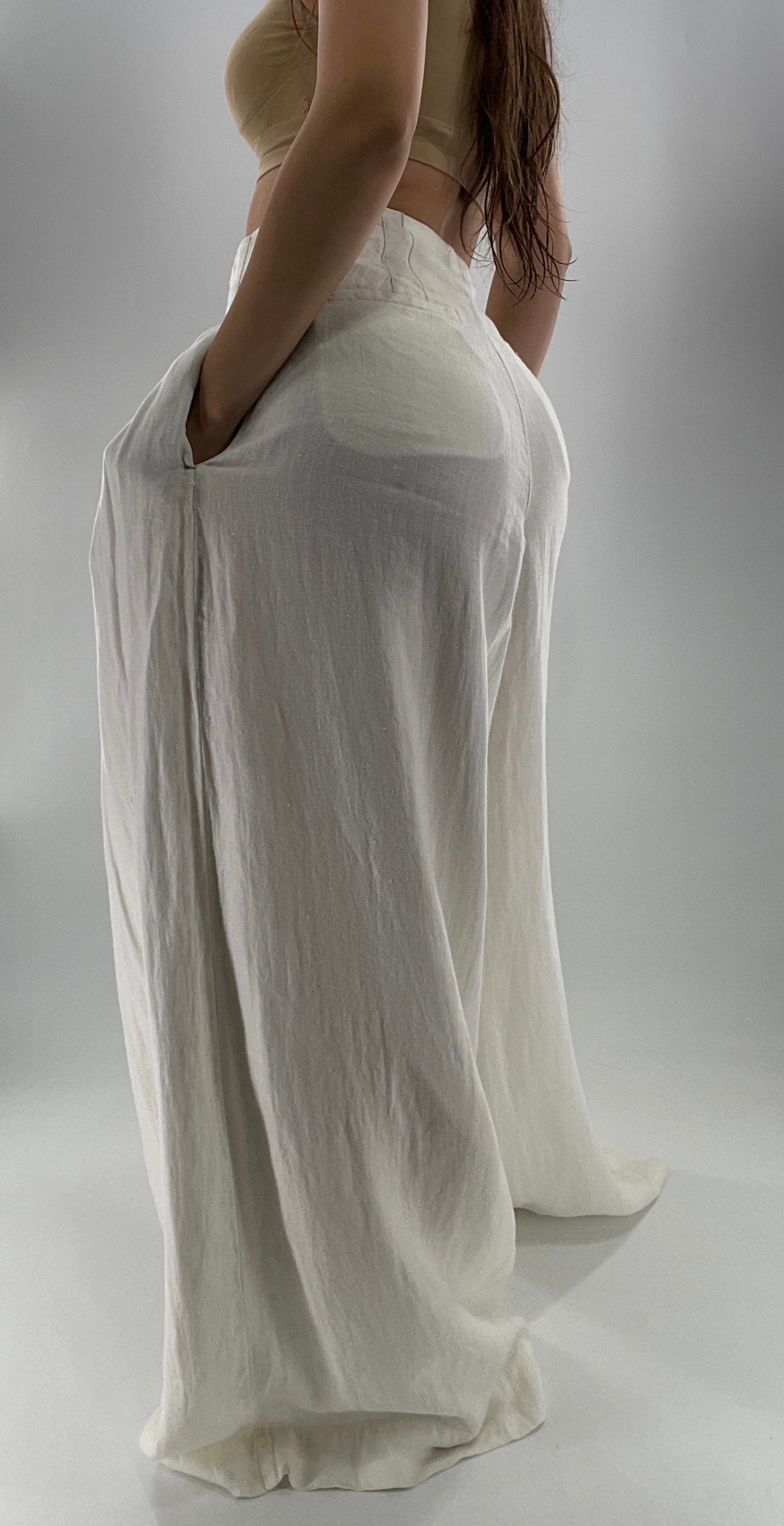 Free People Off White Pleated Trouser Wide Leg (2)