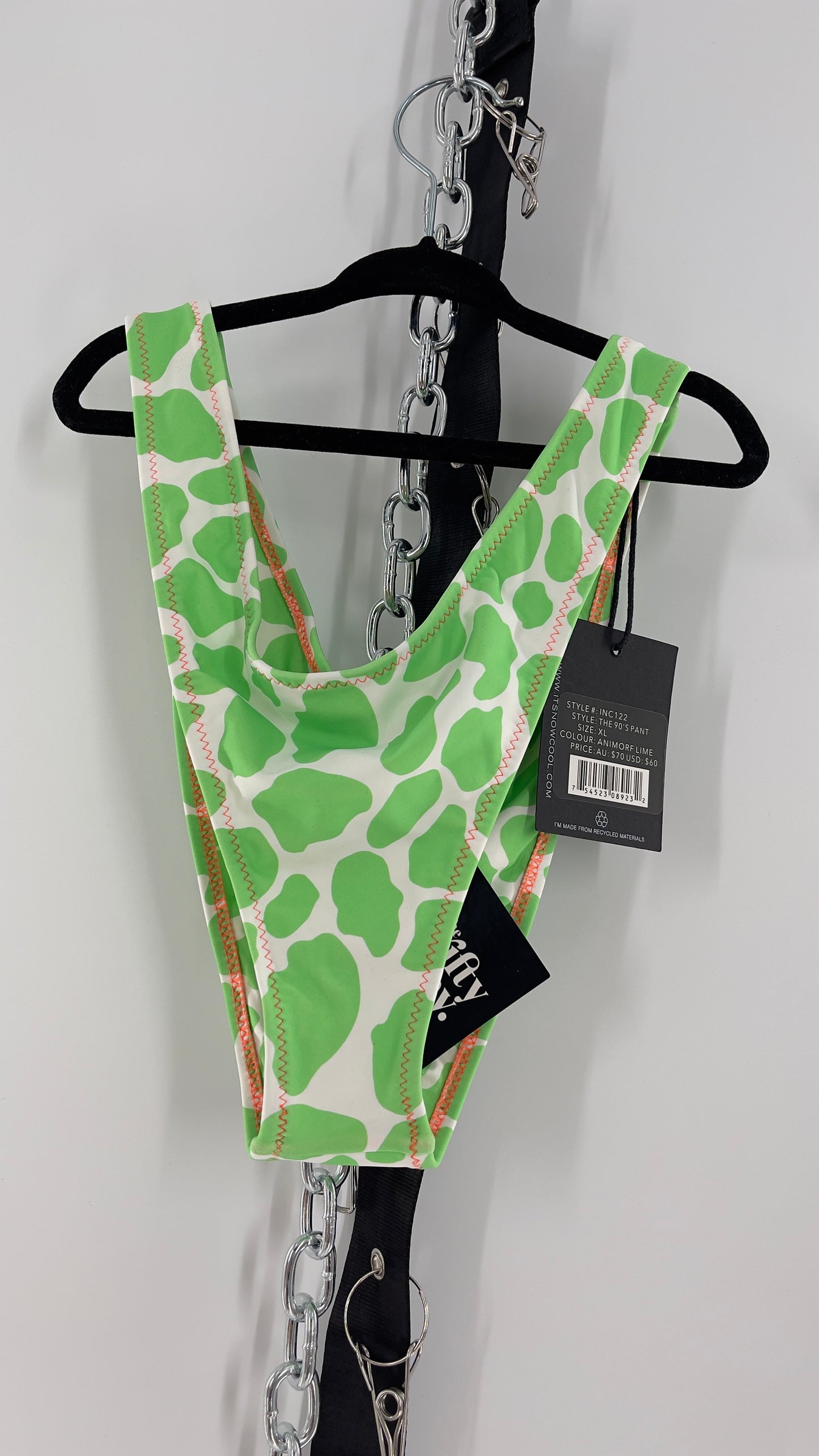 IT’S NOW COOL 90s Cut Lime Swim Bottoms (XL)