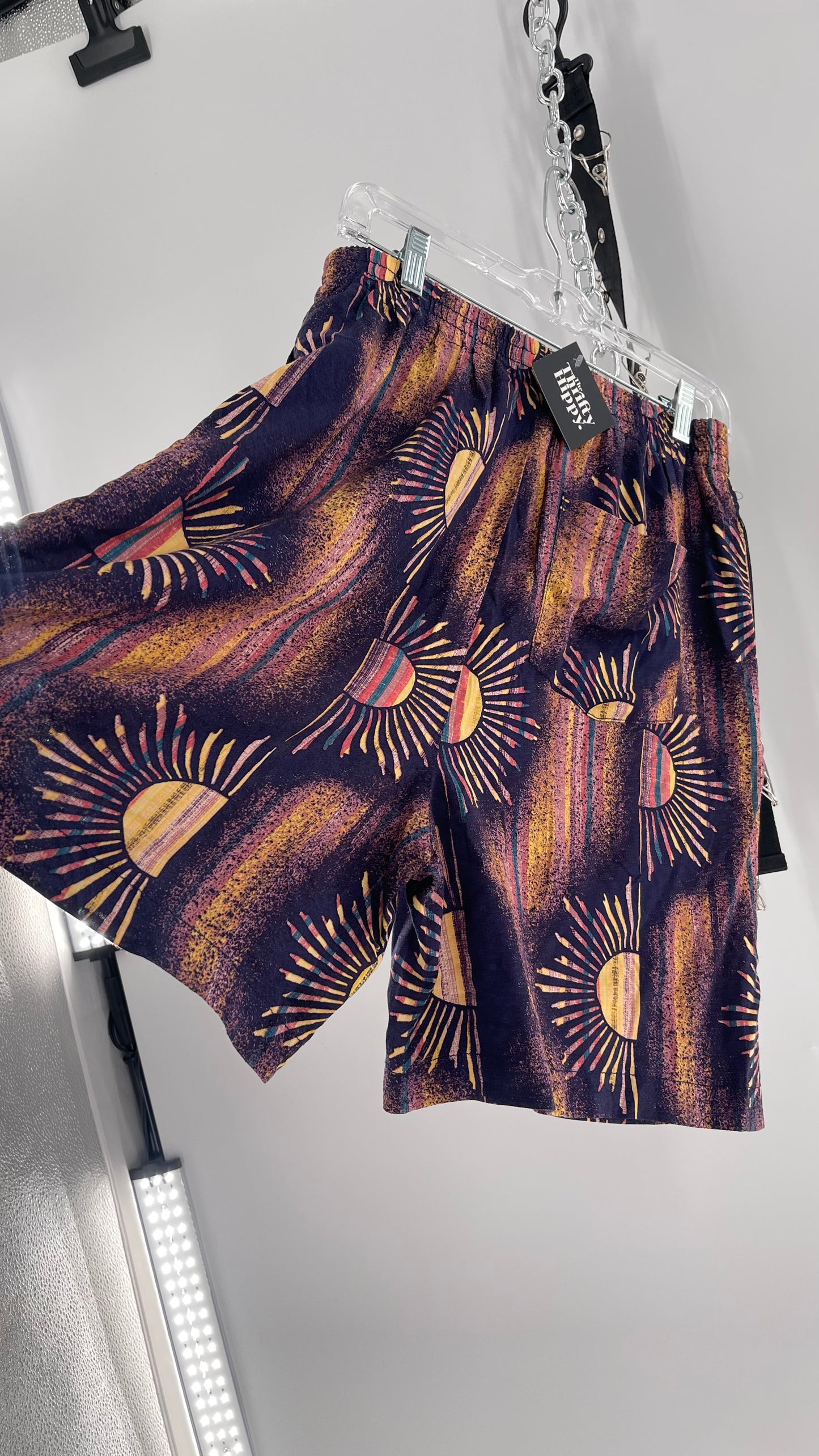 Urban Outfitters Reworked Vintage Indigo Sunsets High Waisted Shorts (Medium)