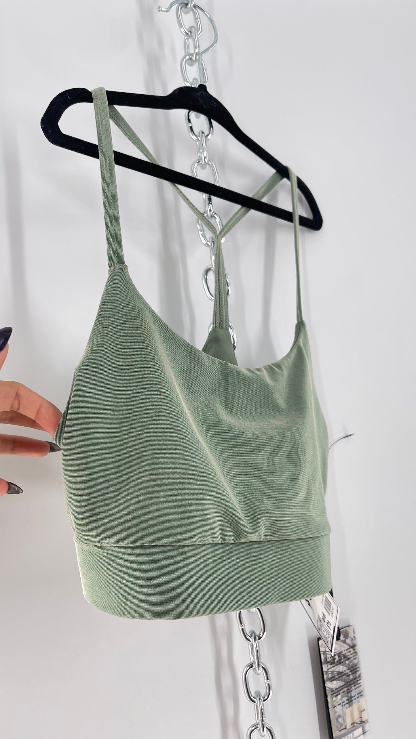TWENTY Montreal Sage Shimmer Racer Back Sports Bra (XS)