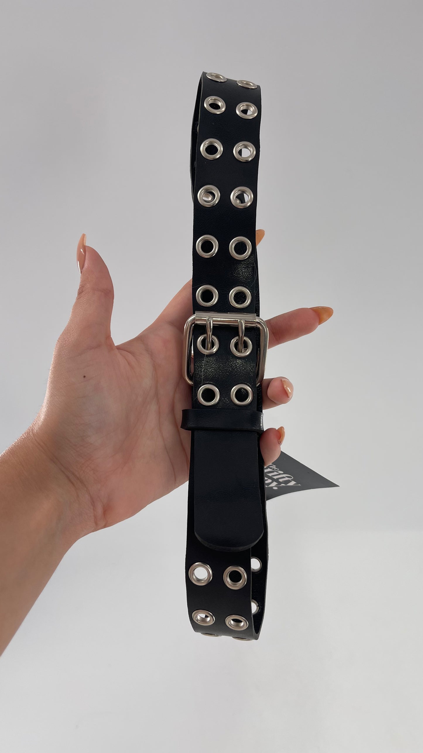 Vintage Leather Grommet Belt