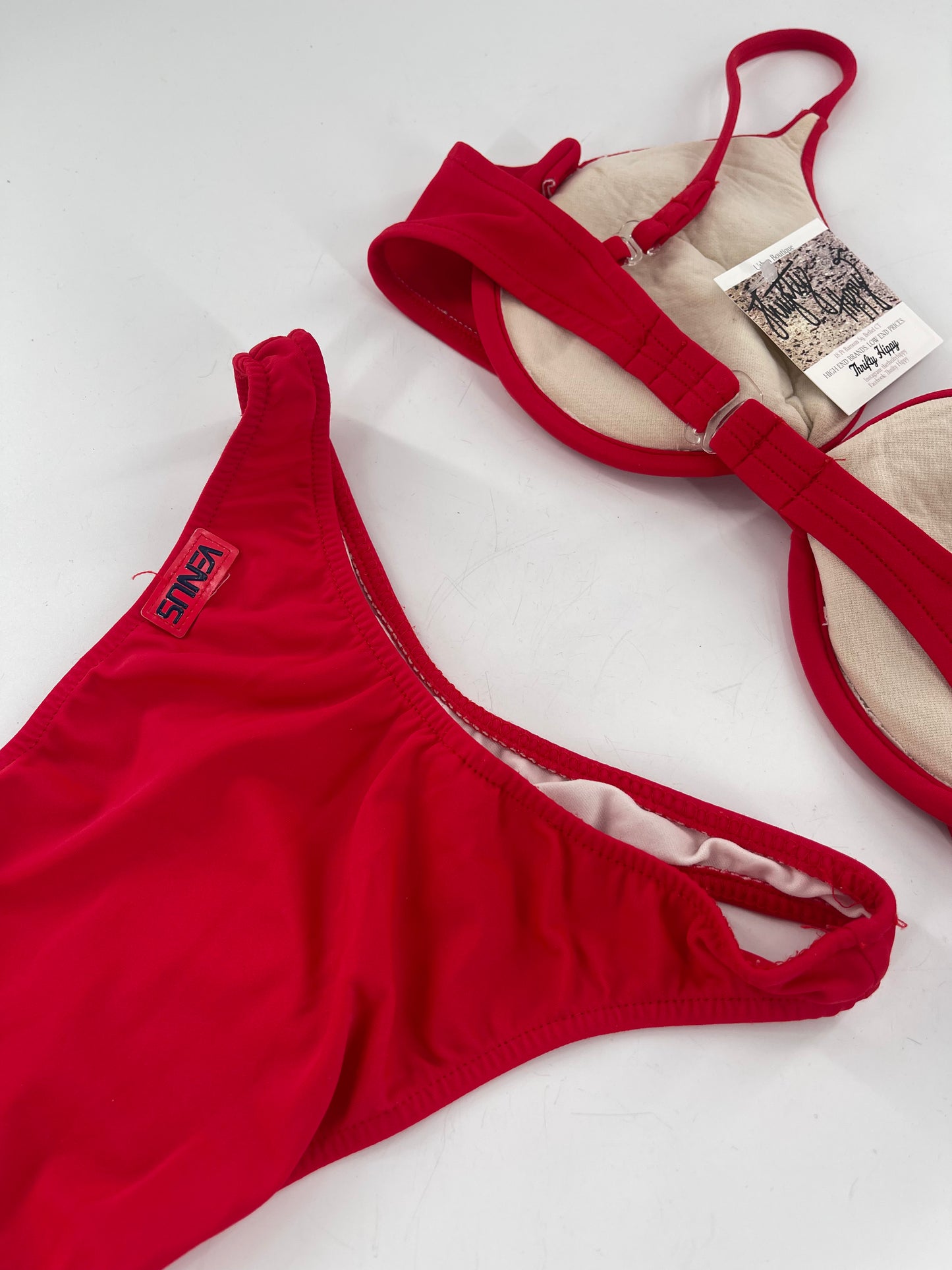 Vintage Venus 1980s/1990s Red Americana 2piece Swimsuit (Small Bottom D Top)
