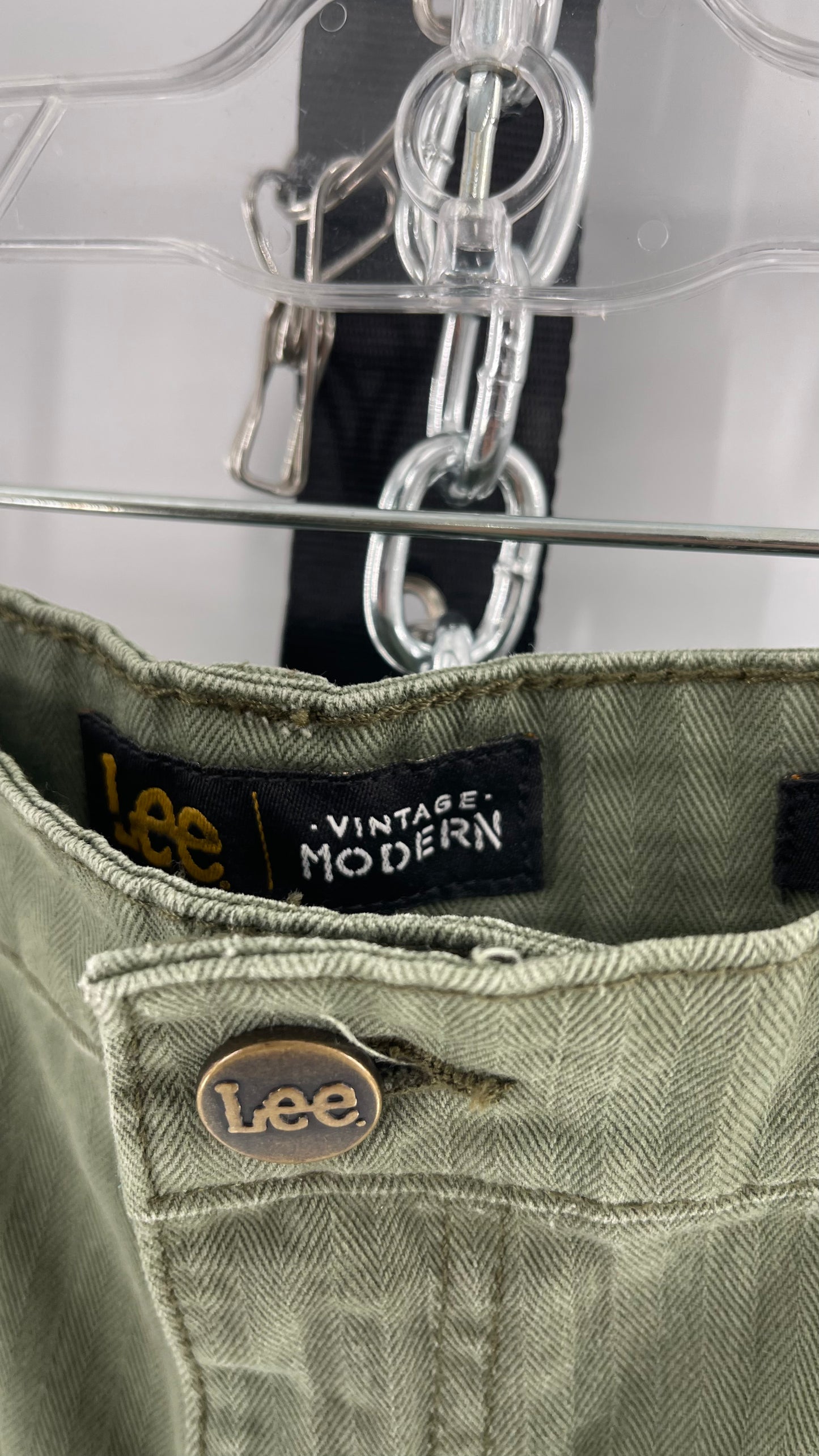 Lee X Free People Army Green Bermuda Cargo Shorts (30)