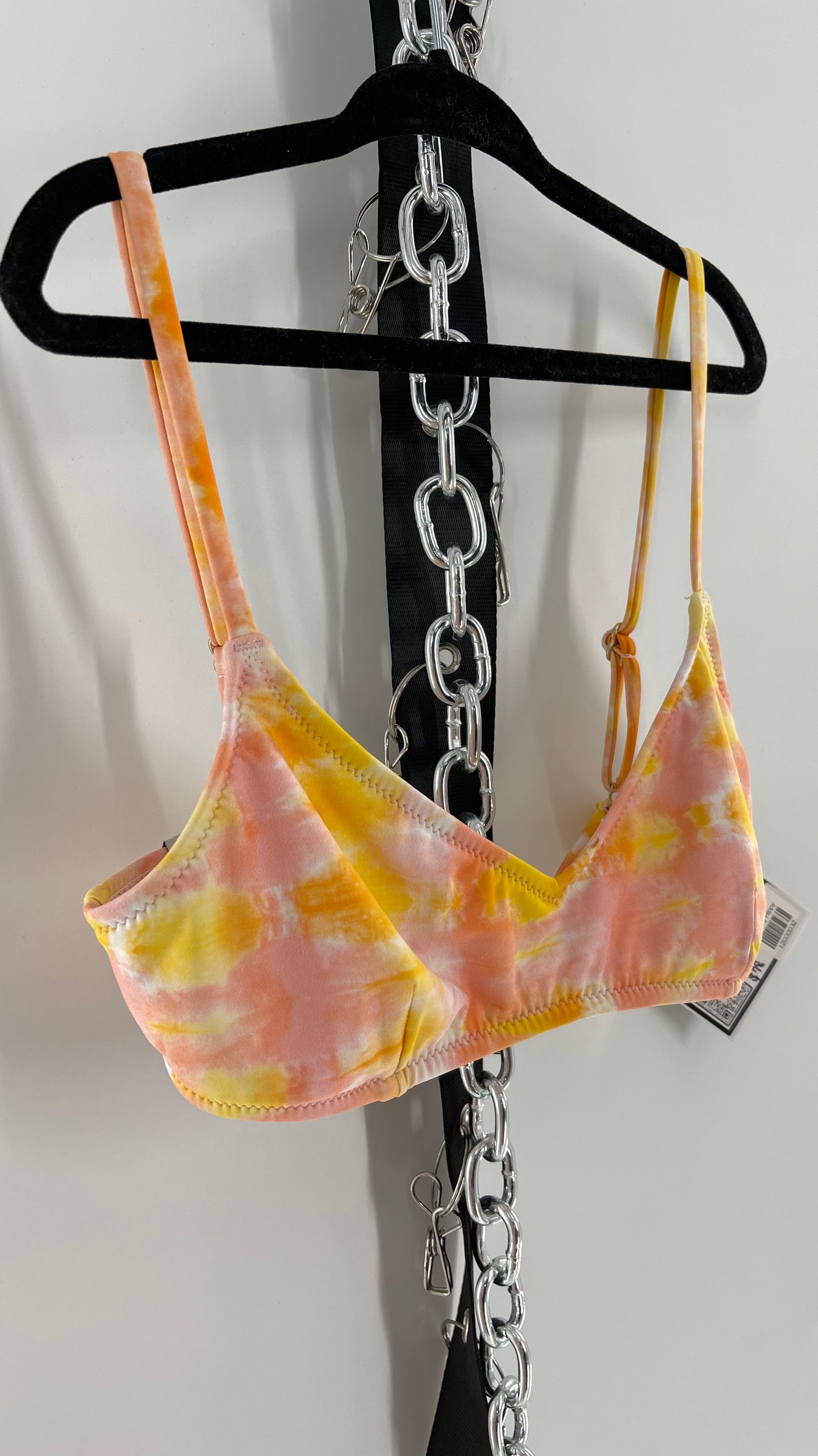 RHYTHM Pink/Yellow Tie Dye Bikini/Swim Top (XS)