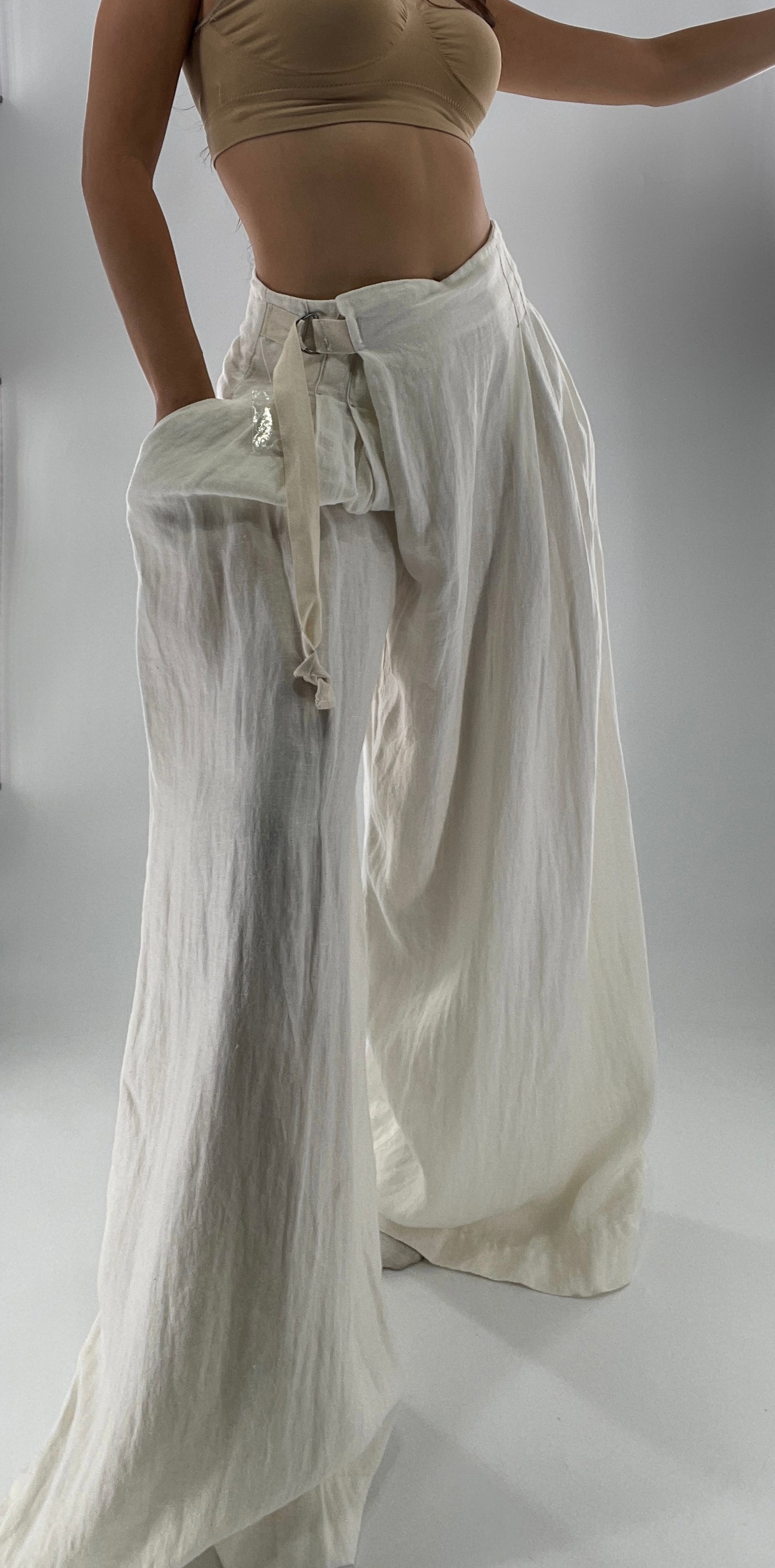 Free People Off White Pleated Trouser Wide Leg (2)