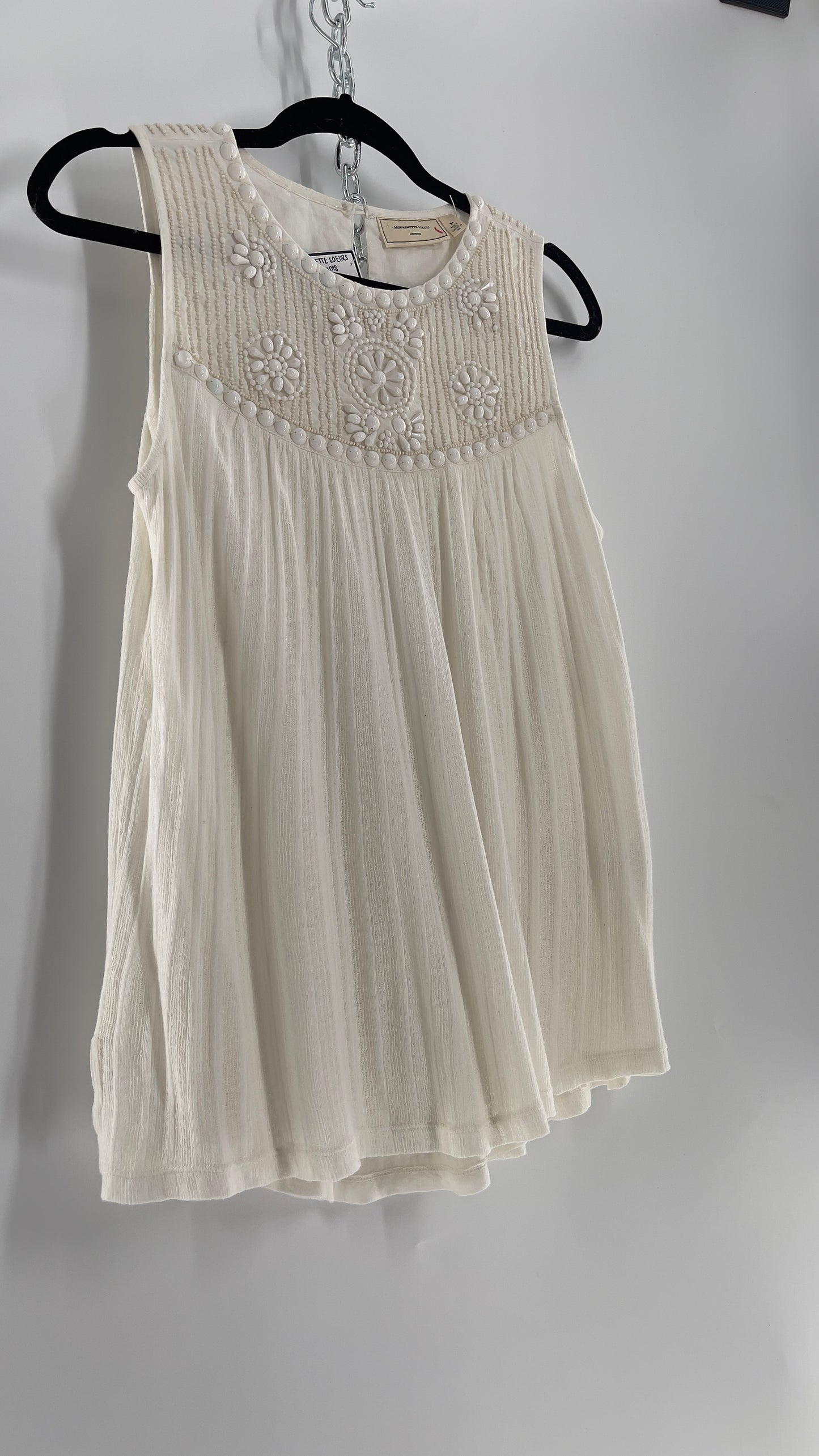 Anthropologie Moulinette Soeurs Off White Beaded Cotton Tank (Medium)