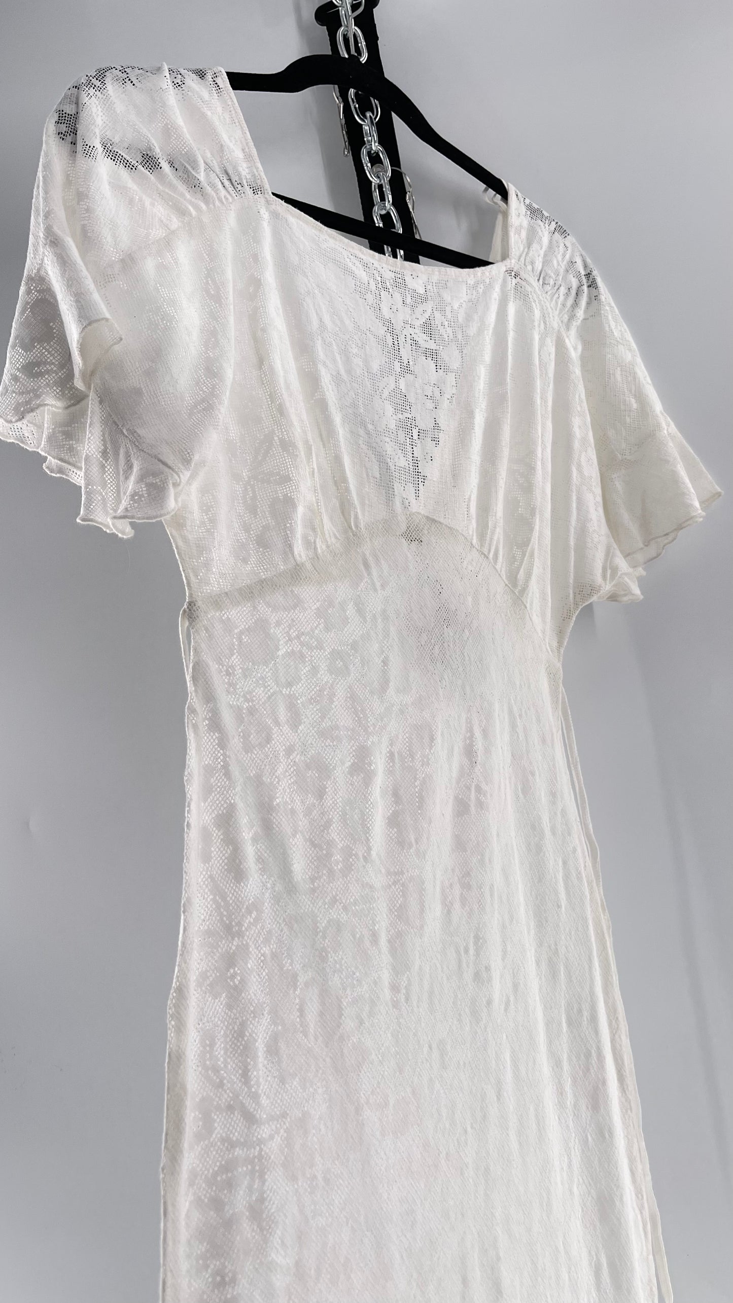 Free People White Lace Gauze Dress (XS)