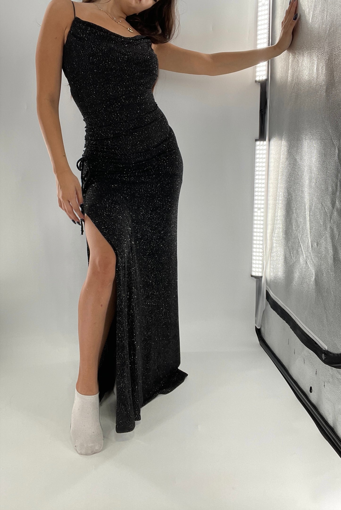 City Triangles 1990s Vintage Black Glitter Floor Length (S)