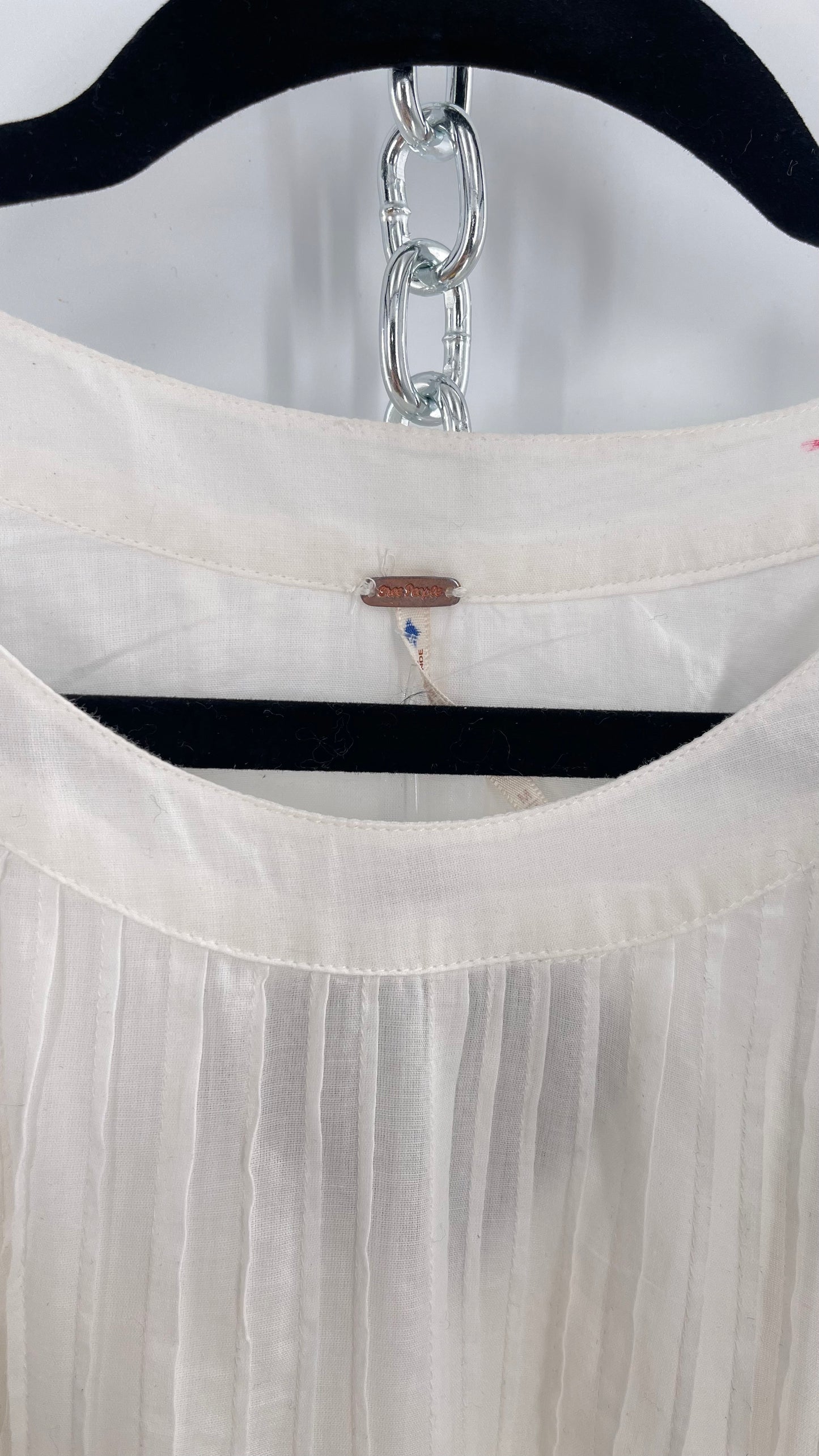 Free People White Pleated Tank (Medium)