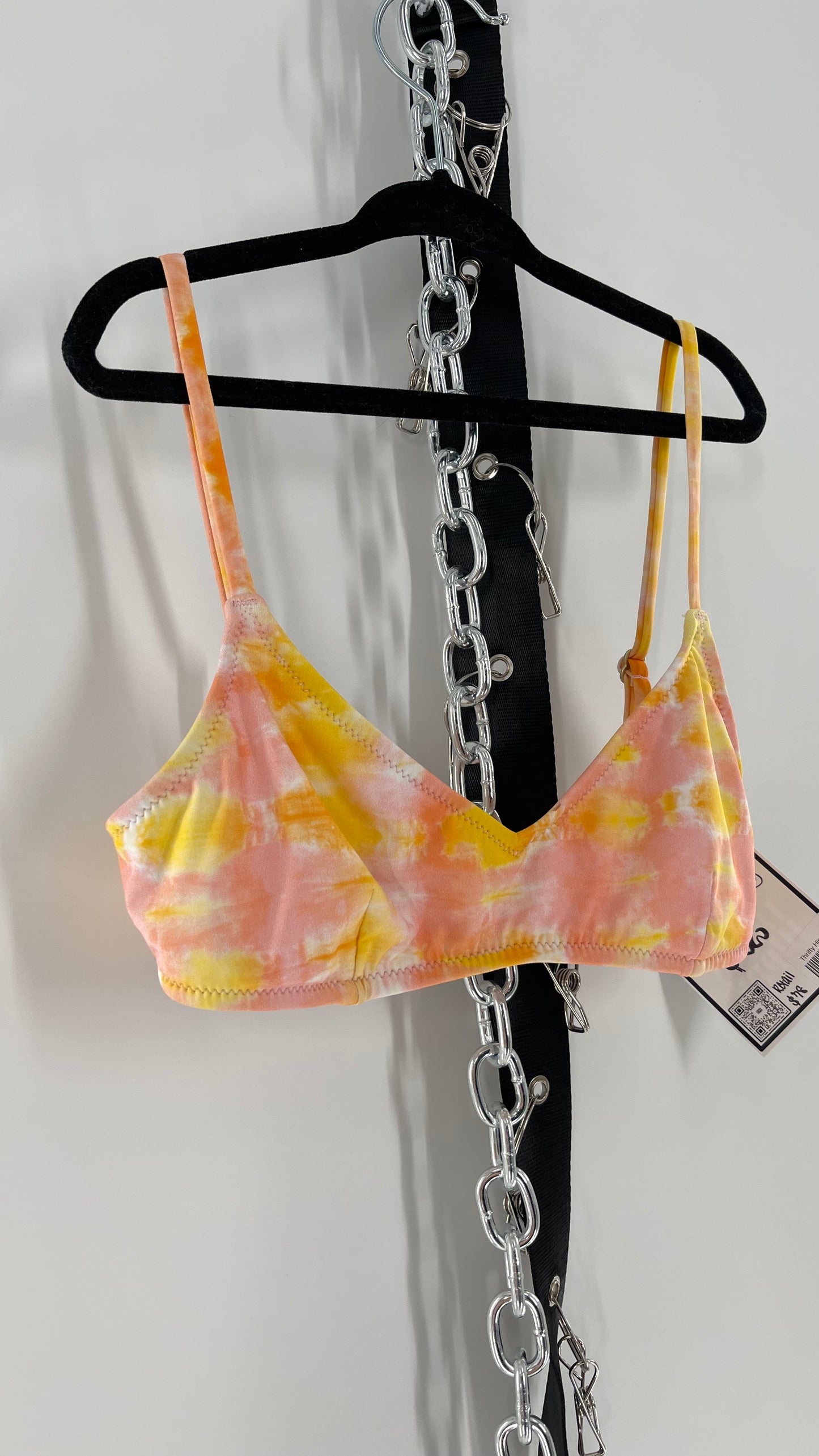 RHYTHM Pink/Yellow Tie Dye Bikini/Swim Top (XS)
