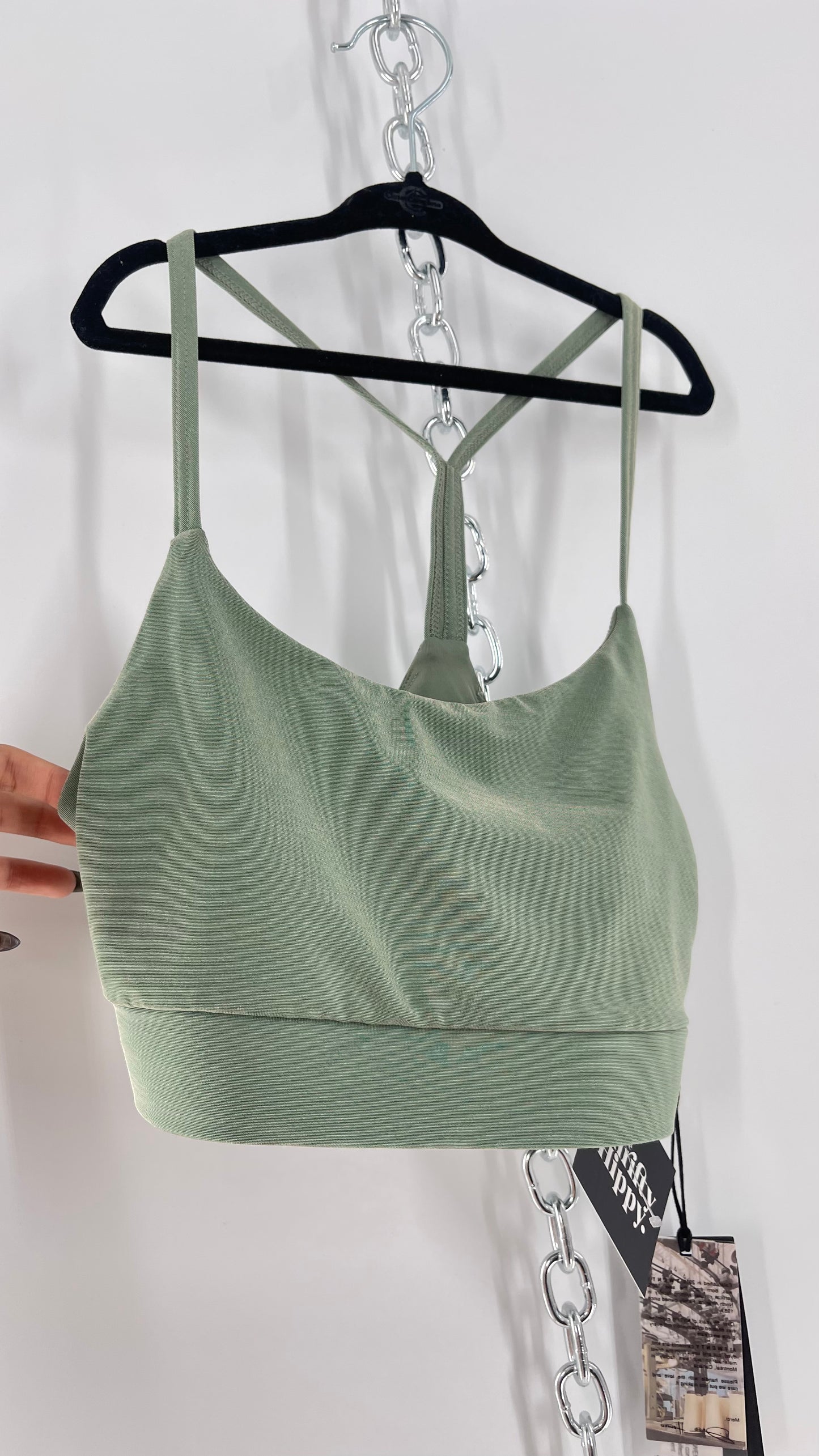 TWENTY Montreal Sage Shimmer Racer Back Sports Bra (XS)