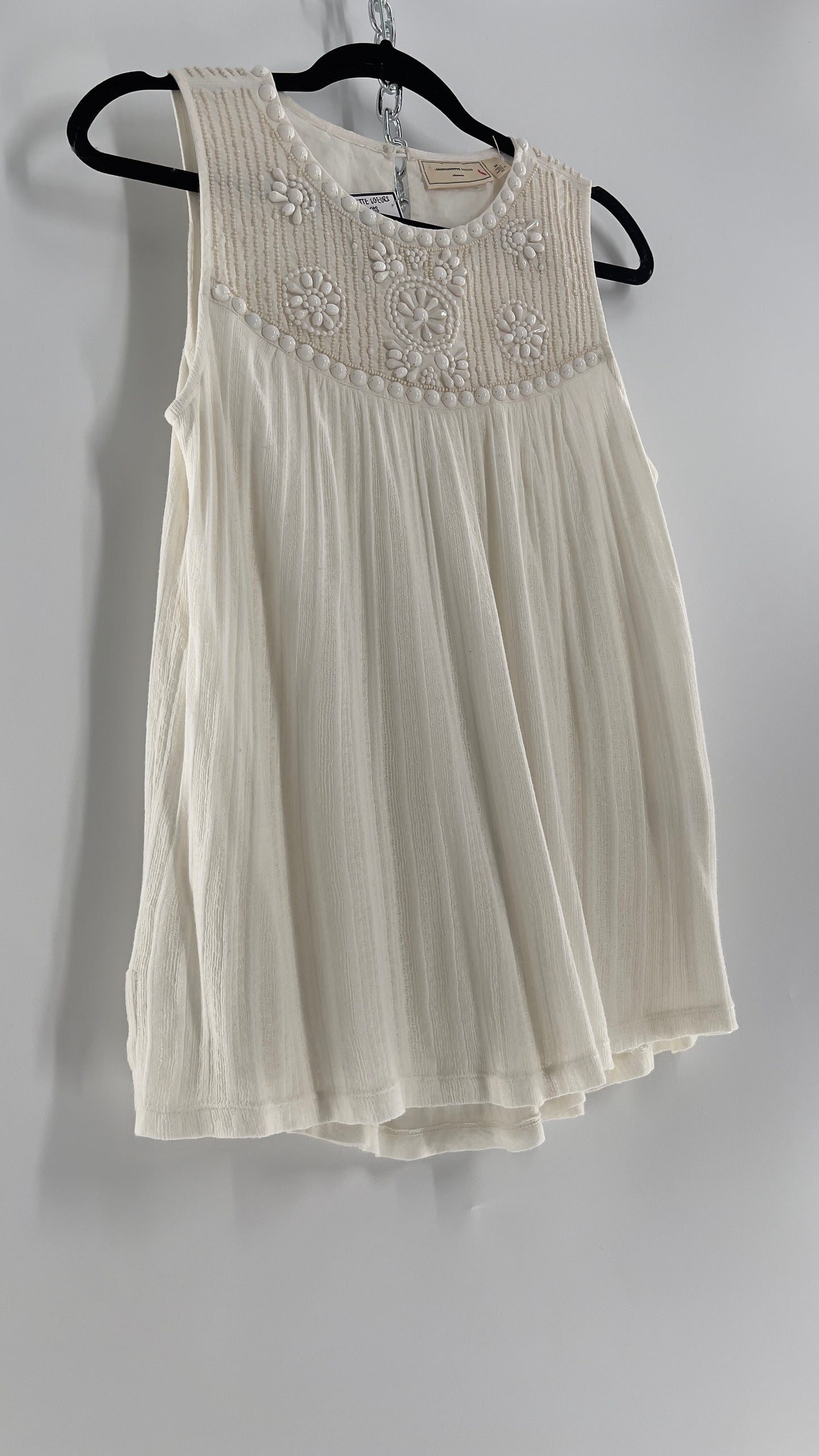Anthropologie Moulinette Soeurs Off White Beaded Cotton Tank (Medium)