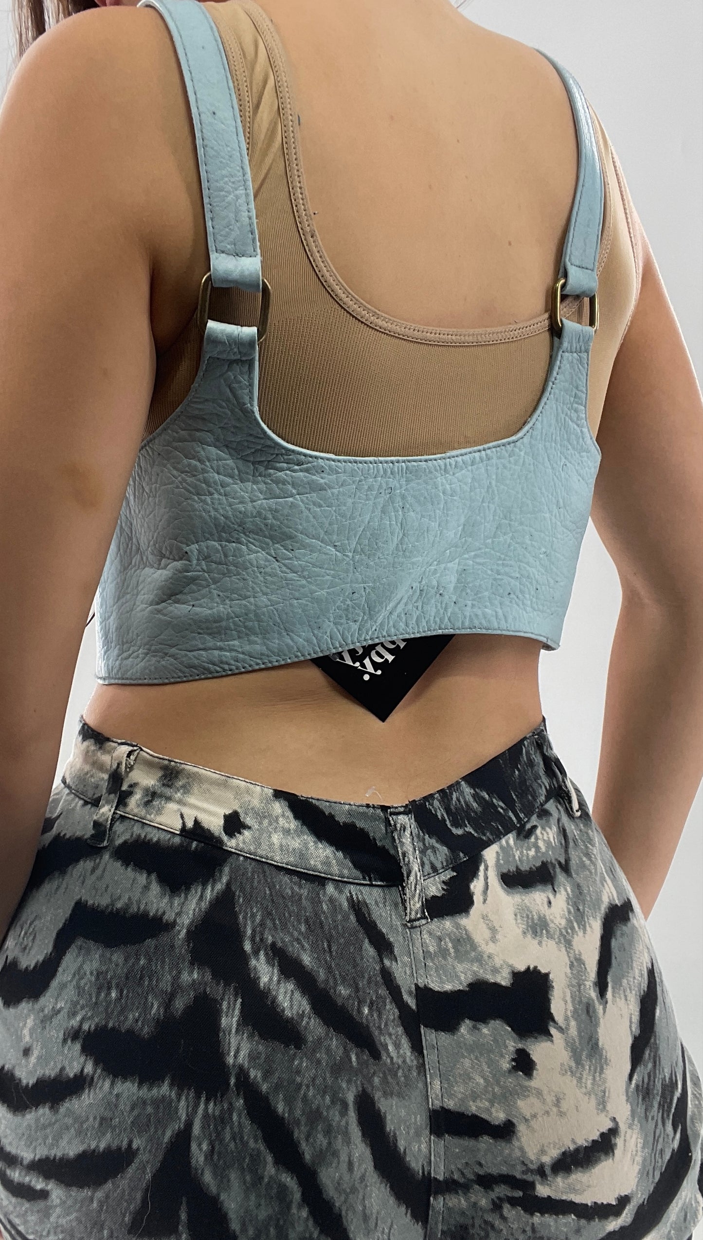 Free People Baby Blue Buckled Corset Belt (Large)