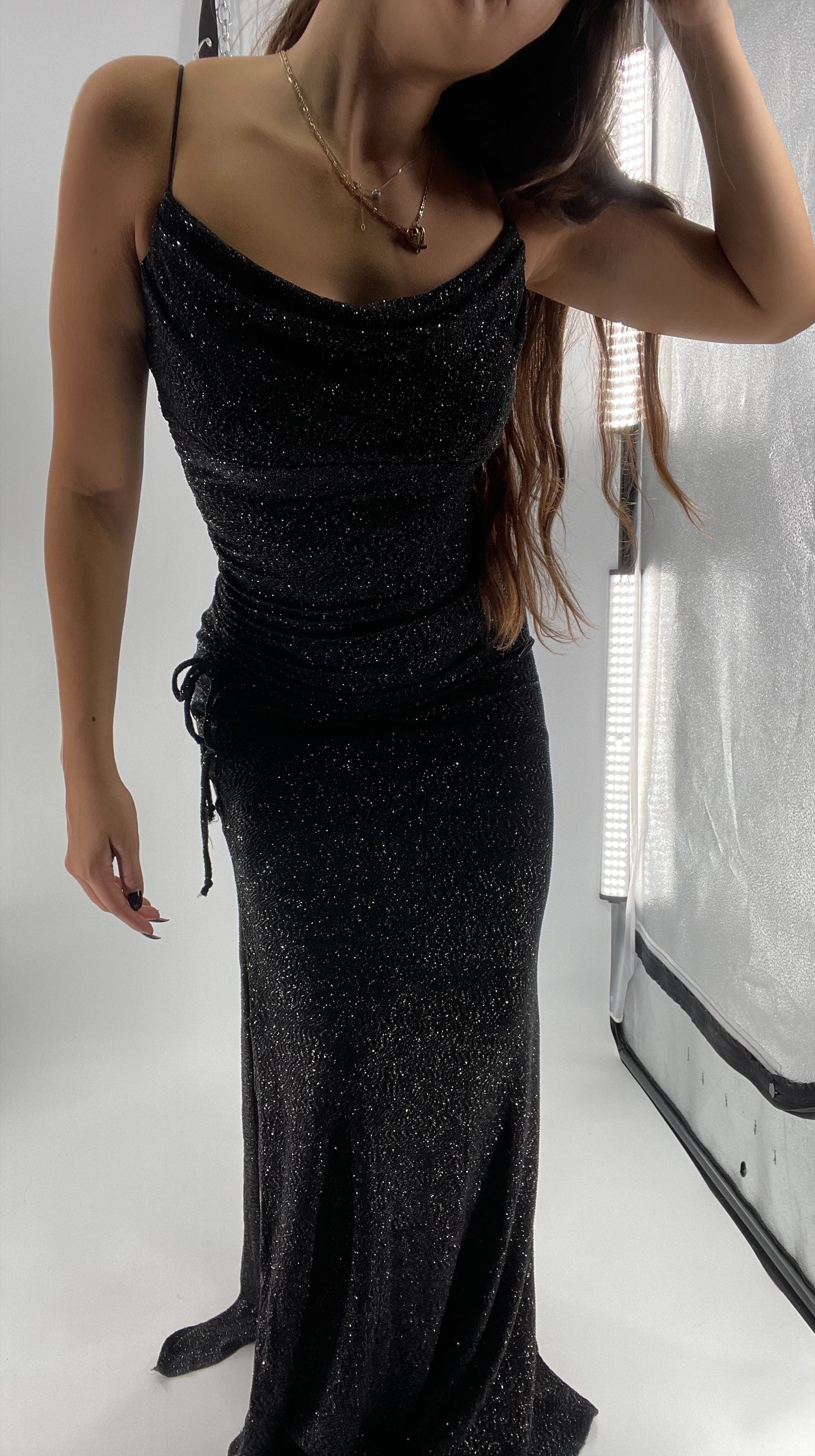 City Triangles 1990s Vintage Black Glitter Floor Length (S)
