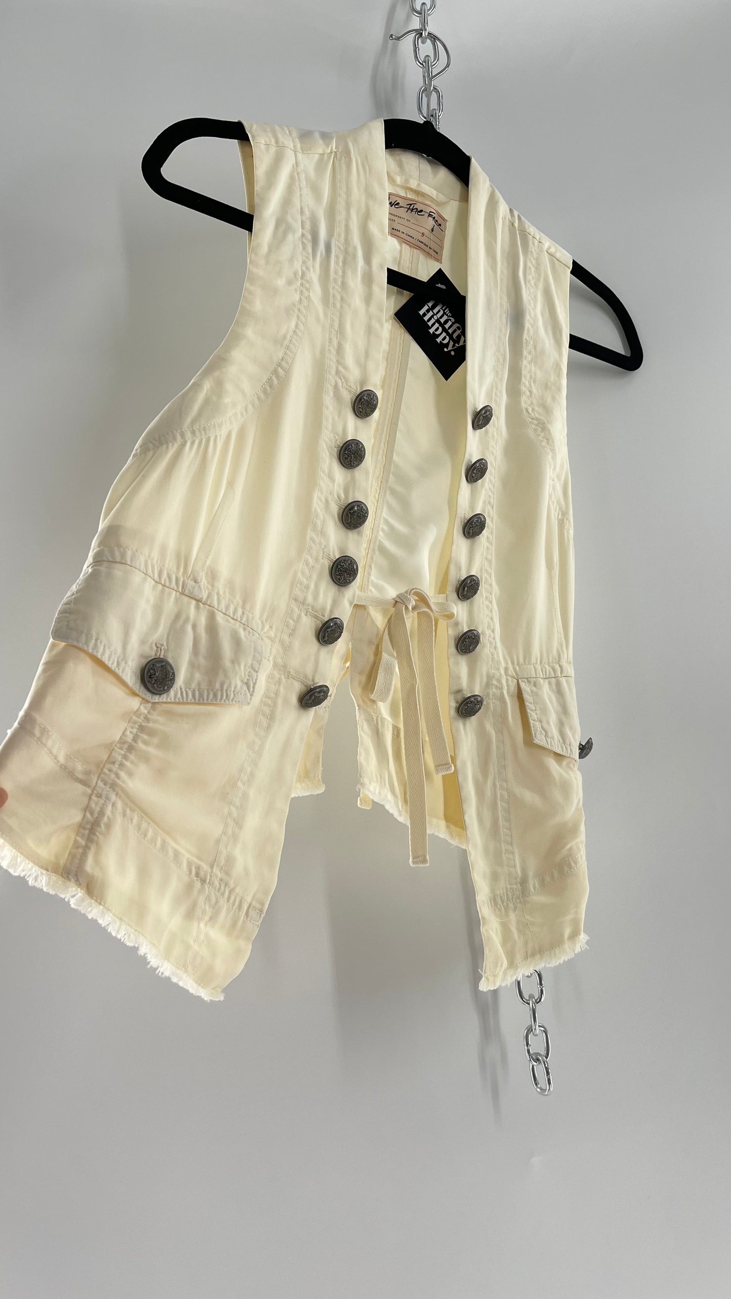Free People Off White Military Style Vest with Tags Attached (Small)