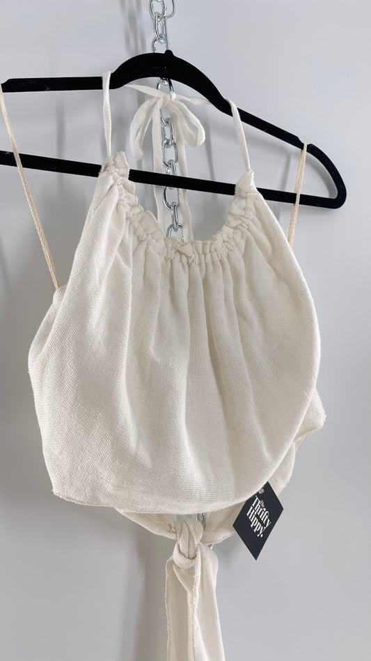 Free People White 100% Cotton Backless Halter (S)