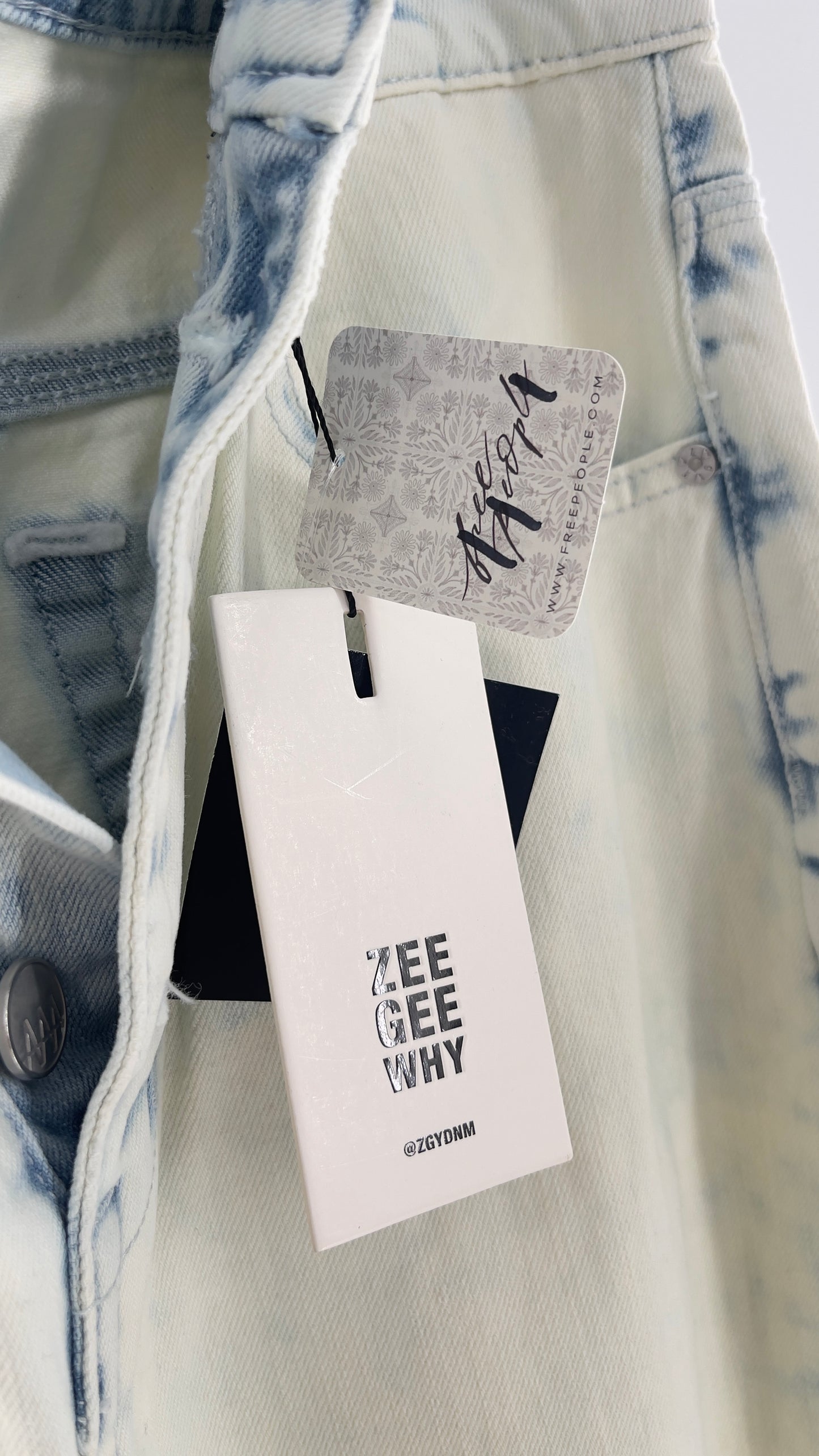 Free People X ZEEGEEWHY Acid Wash Straight Leg Jeans (27)