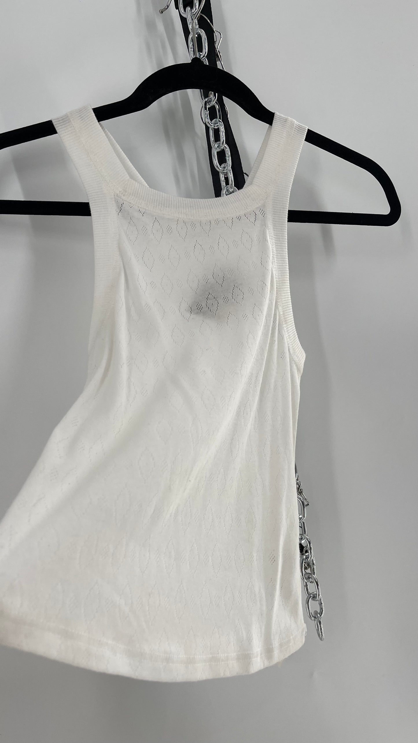 Intimately Free People White Perforated Pattern Knit Tank (XS)