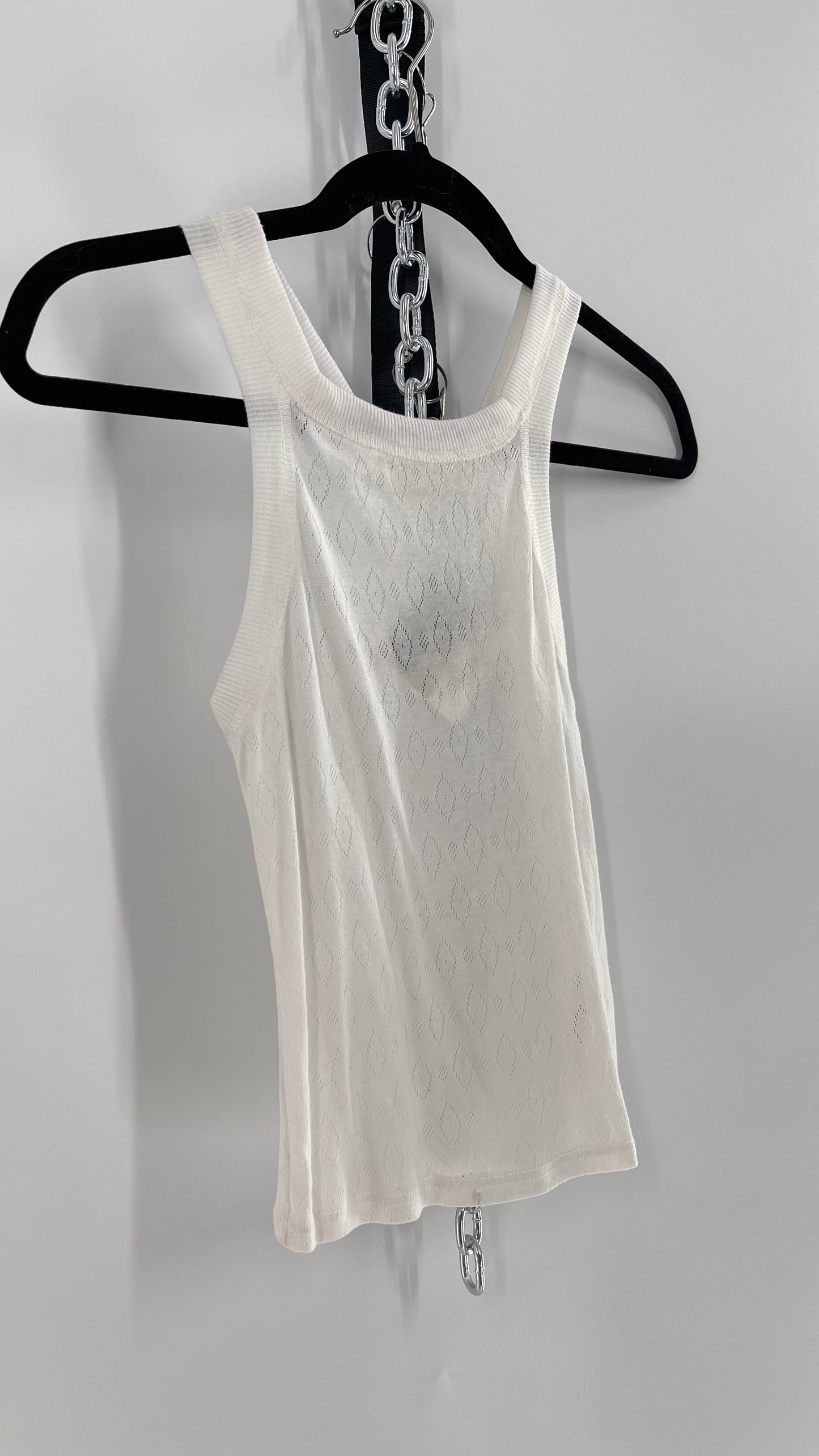 Intimately Free People White Perforated Pattern Knit Tank (XS)