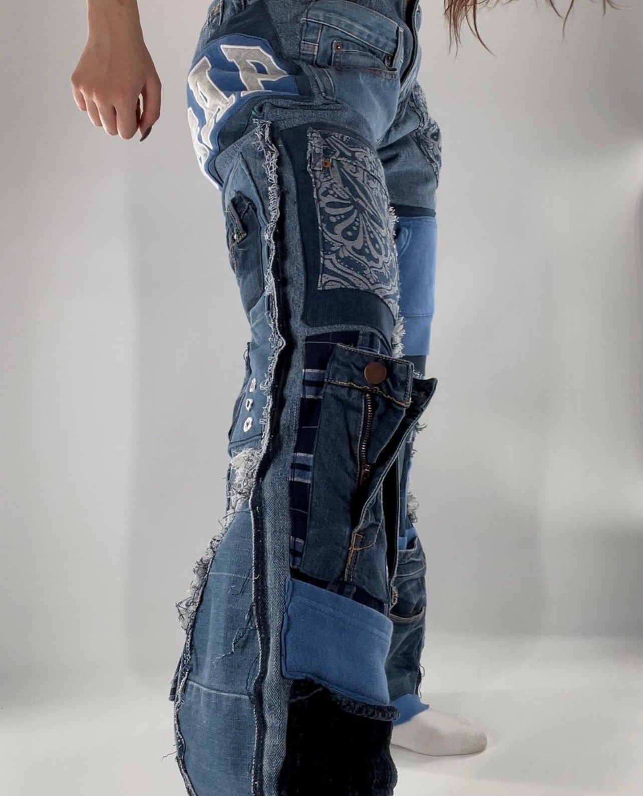 Custom Patchwork Jeans - Handsewn (♼Fits Sz 28-32)