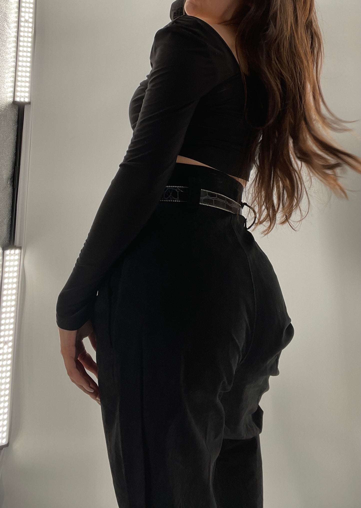 Black Long Sleeve with Ruched Bust and Keyhole (Medium)